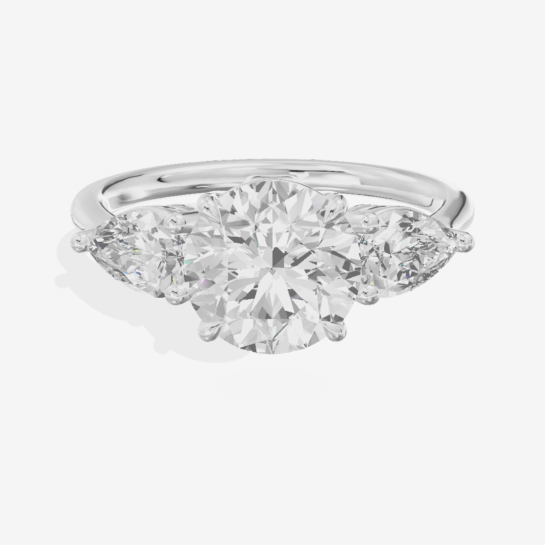 Luxe Adorae Three Stone Round Engagement Ring (3/4 ct. tw.) in 14K White Gold