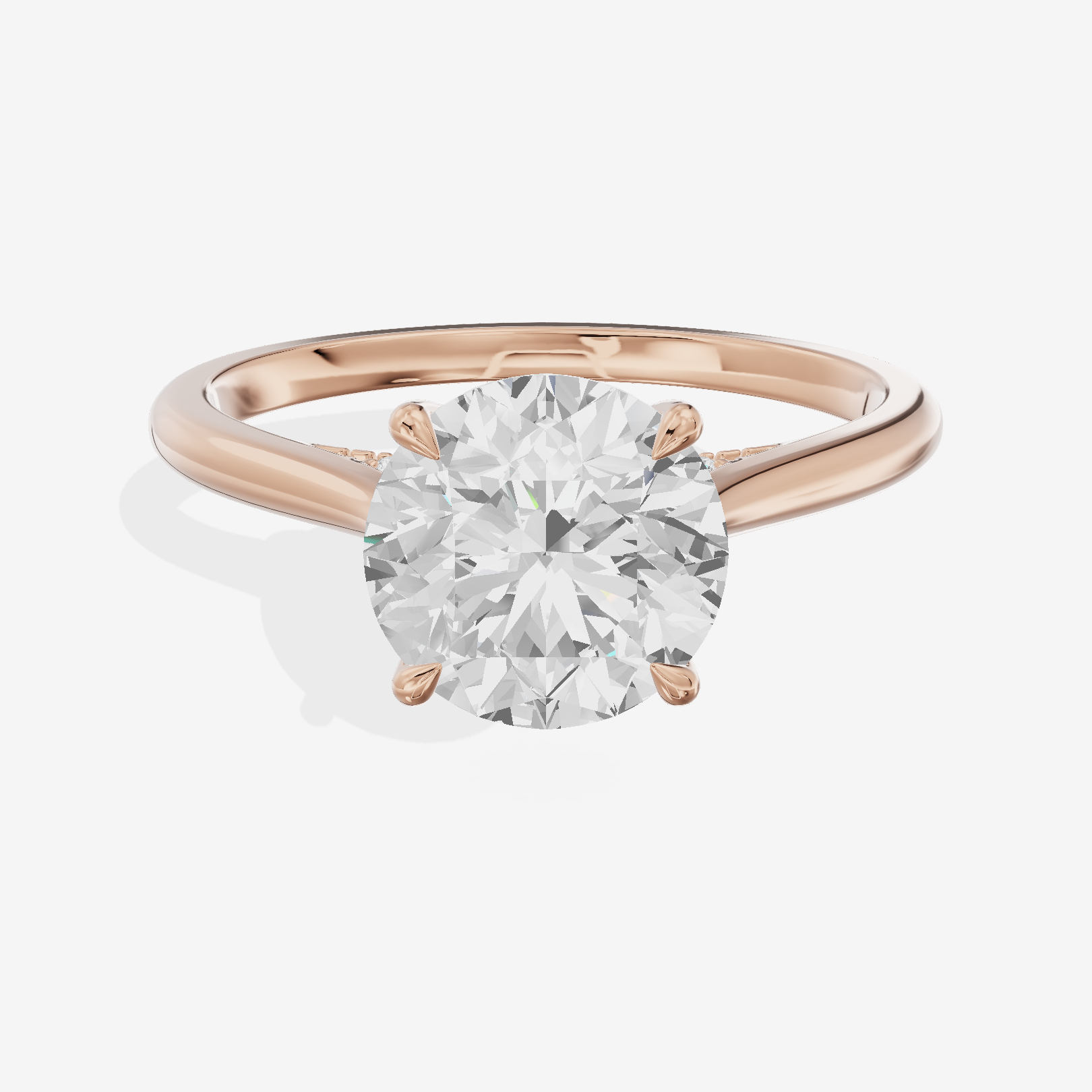 Lustrous Linger Round Engagement Ring with Side Stones (1/10 ct. tw.) in 18K Rose Gold