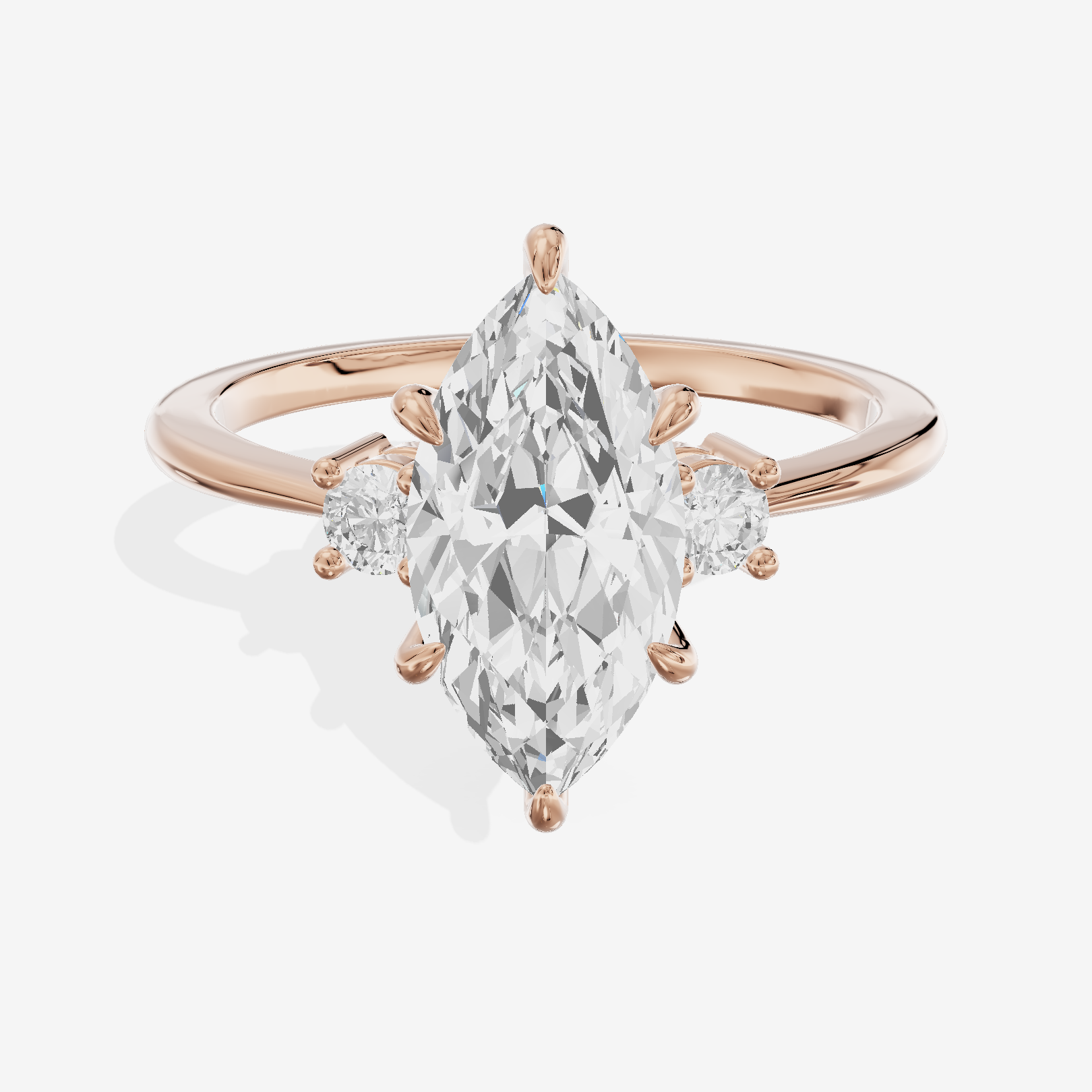 Eternal Promezza Marquise Engagement Ring with Side Stones (1/6 ct. tw.) in 18K Rose Gold
