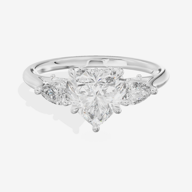 Classic Vowsae Three Stone Heart Engagement Ring (3/5 ct. tw.) in 18K White Gold