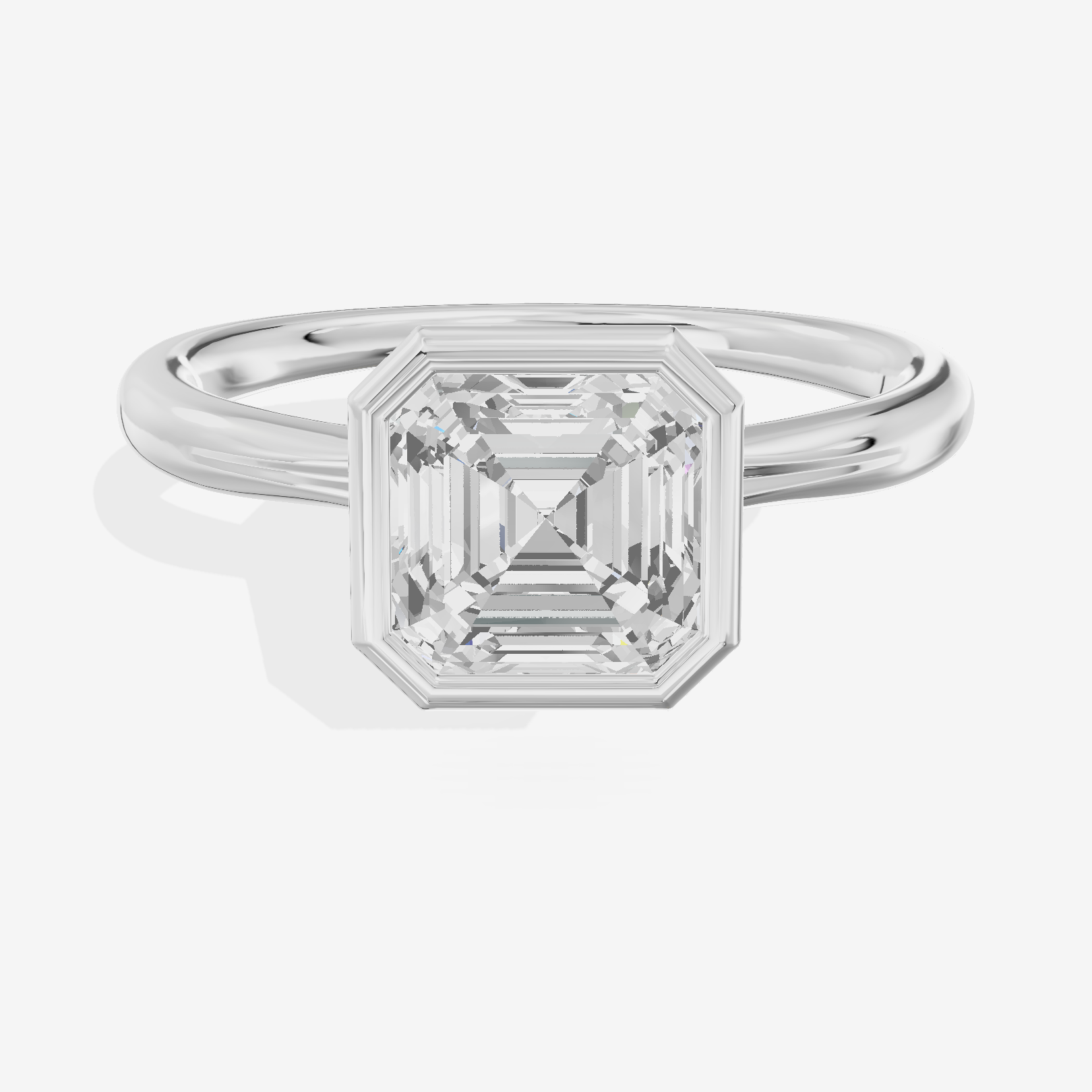 Coeurine Bezel 2mm Asscher Solitaire Engagement Ring in 18K White Gold