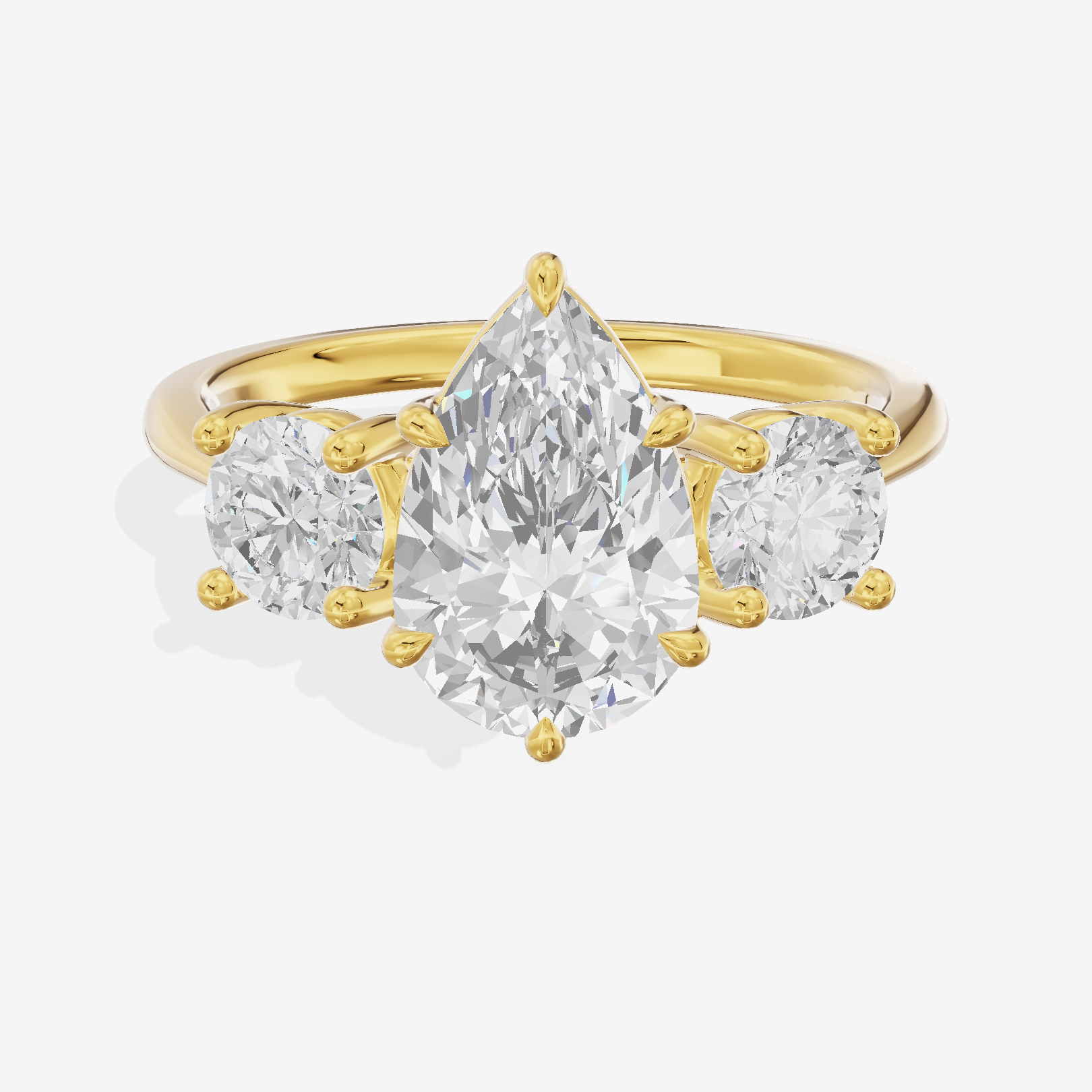 Luxe Trueheart Three Stone Pear Engagement Ring (2/3 ct. tw.) in 18K Yellow Gold