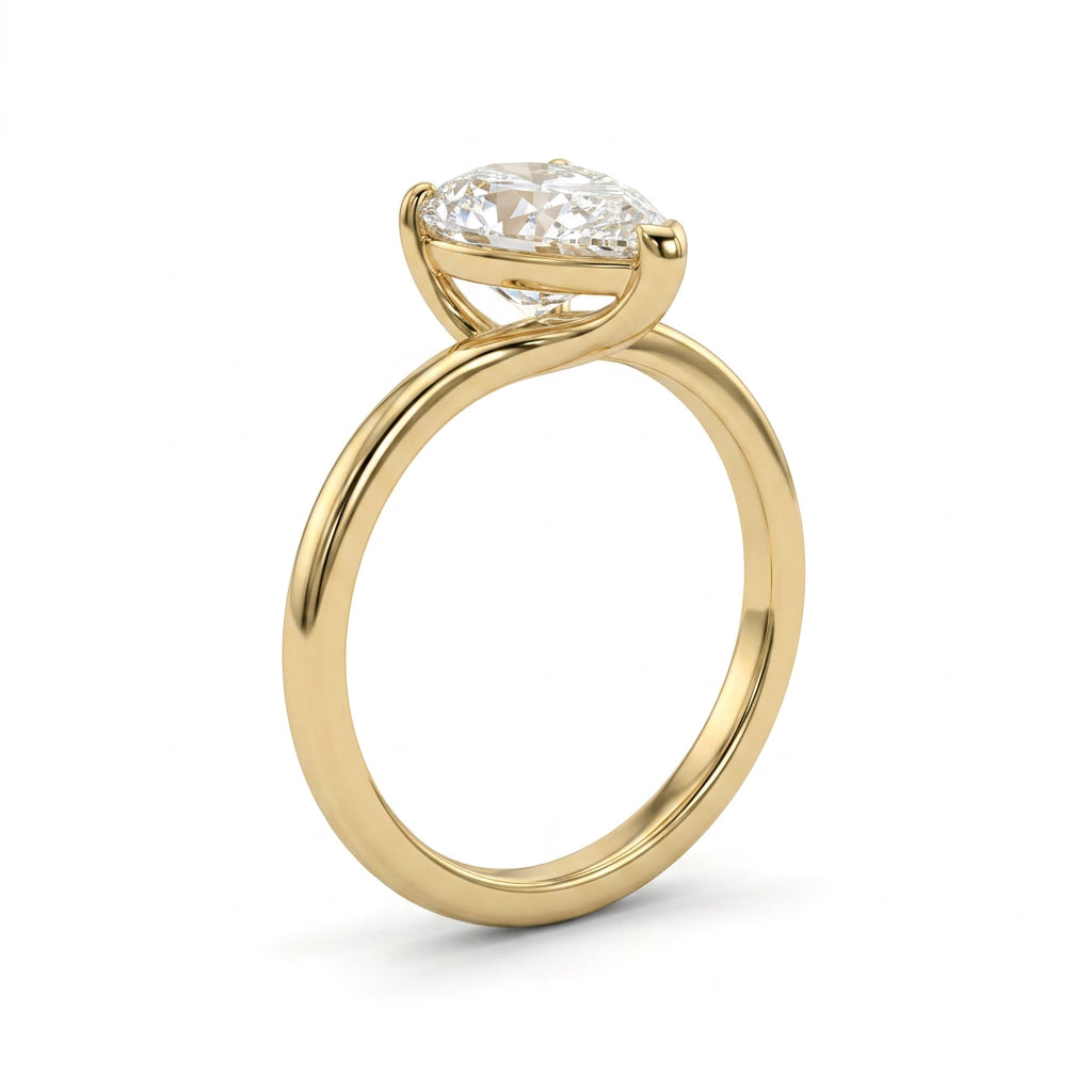 Solitaire Pear Engagement Ring (1.54 ct.) in 18K Yellow Gold