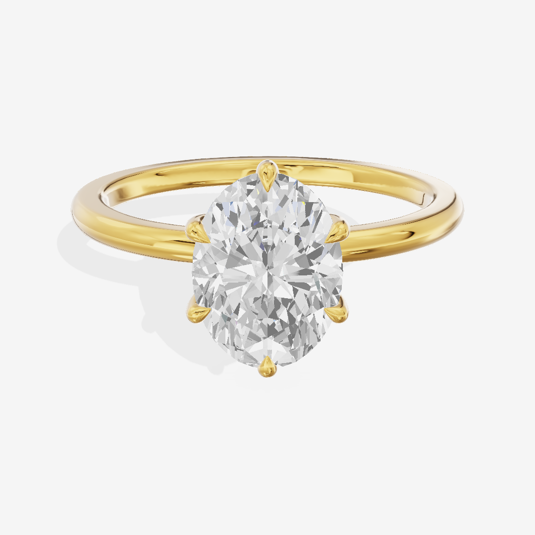 Sincere Cathedral 1.5mm Oval Six-Prong Engagement Ring in 18K Yellow Gold