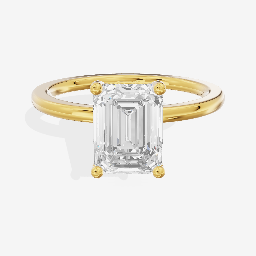 Vowsae Hidden Halo Emerald Engagement Ring (1/20 ct. tw.) in 14K Yellow Gold