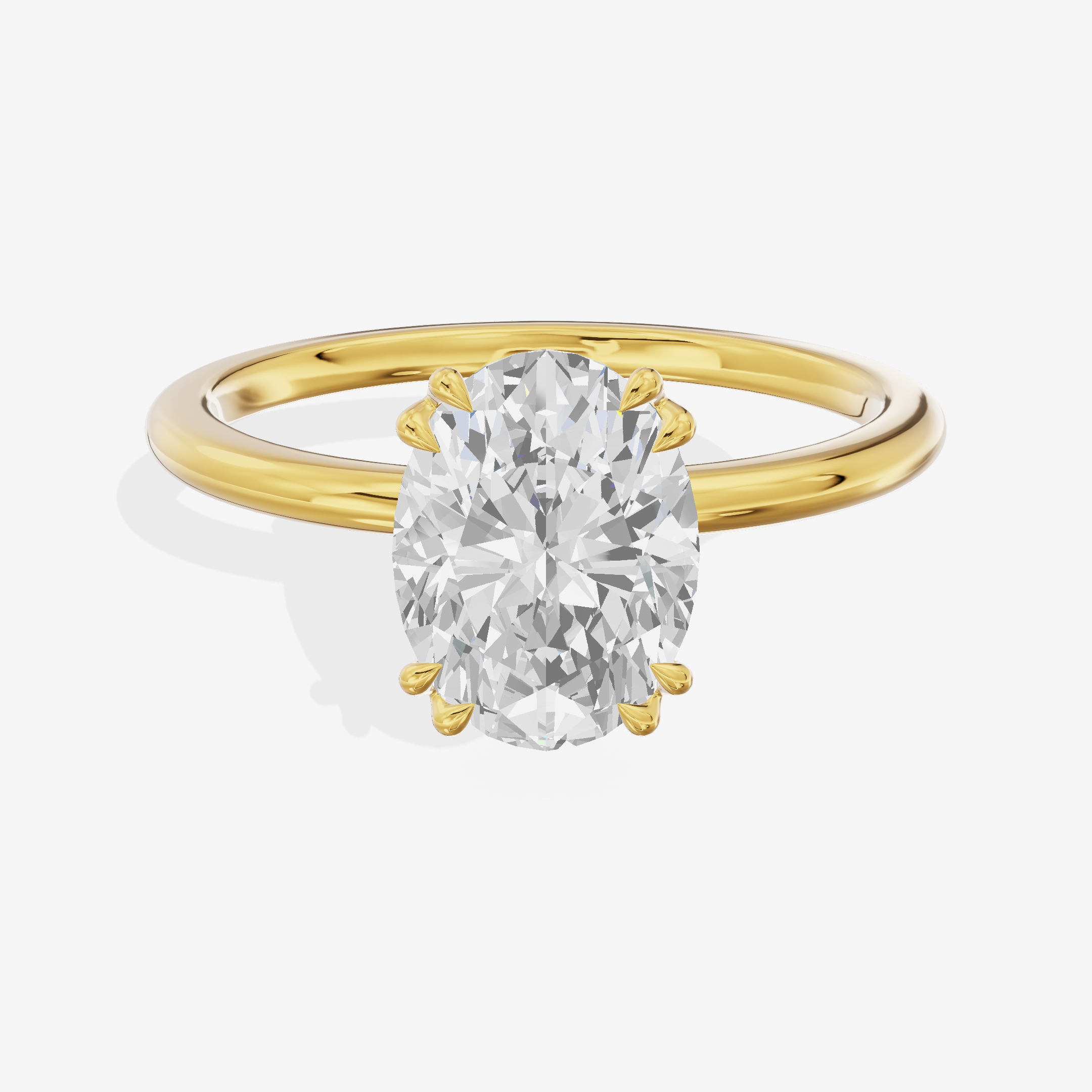 Promezza Solitaire 1.5mm Oval Engagement Ring in 14K Yellow Gold