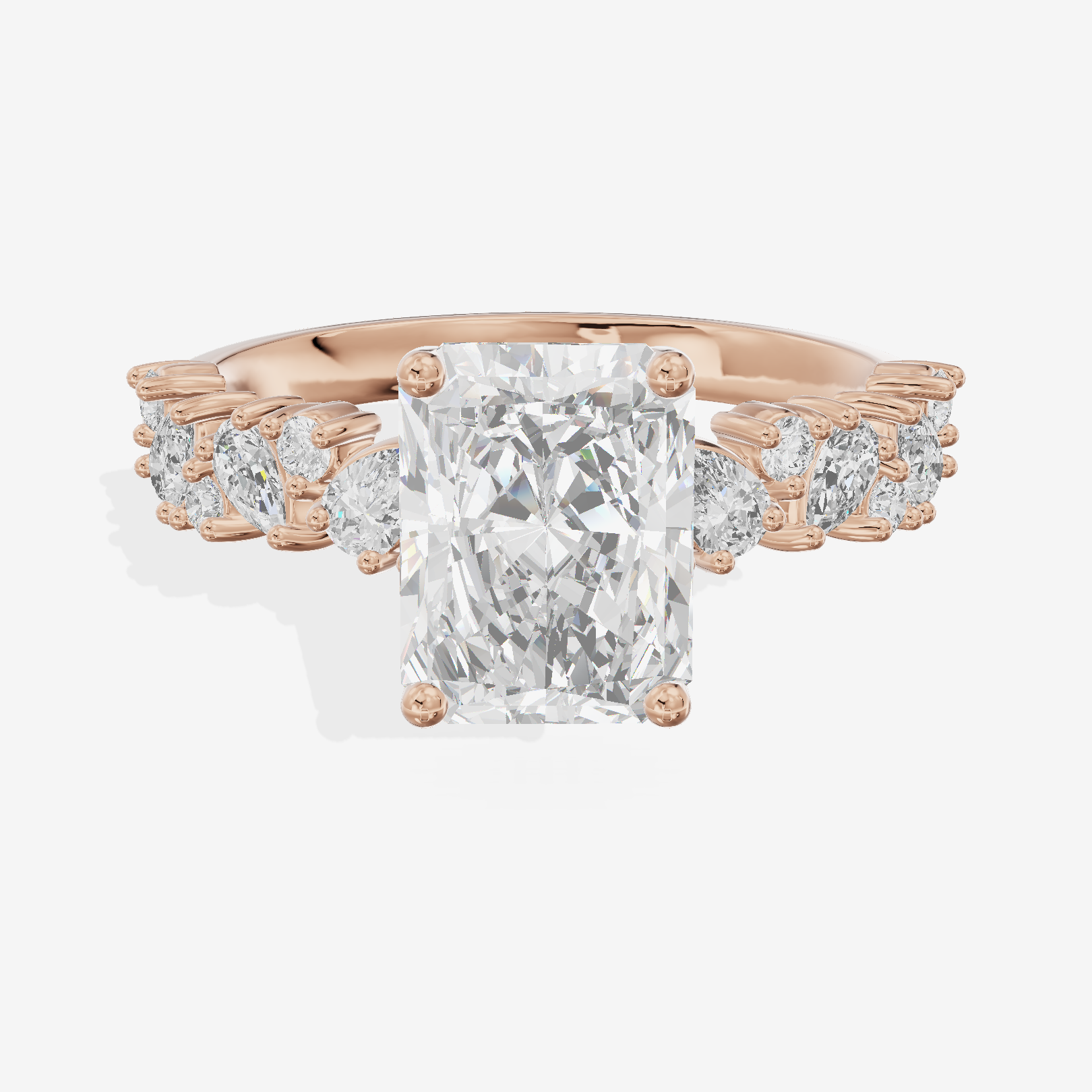 Bowed Vowsae Radiant Engagement Ring with Side Stones (2/5 ct. tw.) in 18K Rose Gold