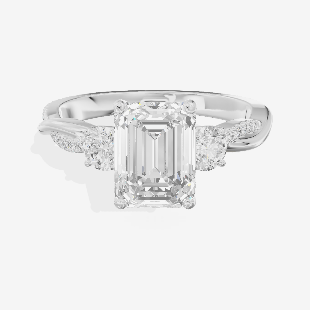 Petite Promezza Three Stone Emerald Engagement Ring (2/5 ct. tw.) in Platinum