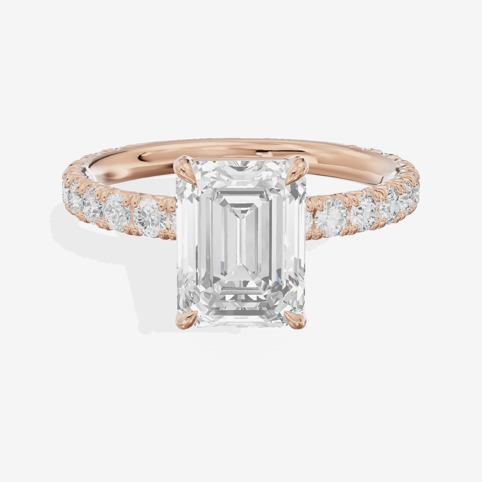 Twined Promezza Emerald Engagement Ring with Side Stones (1/2 ct. tw.) in 18K Rose Gold
