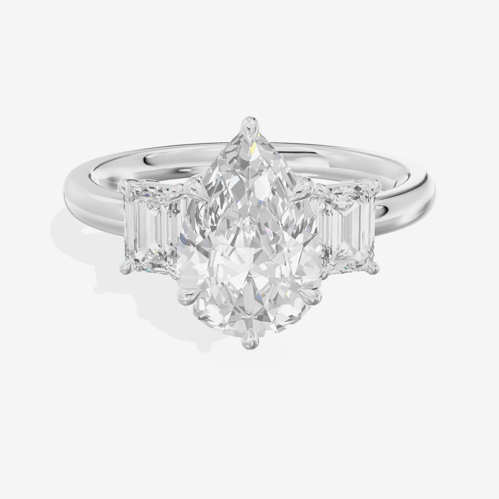 Petite Coeurine Three Stone Pear Engagement Ring (1/5 ct. tw.) in 18K White Gold