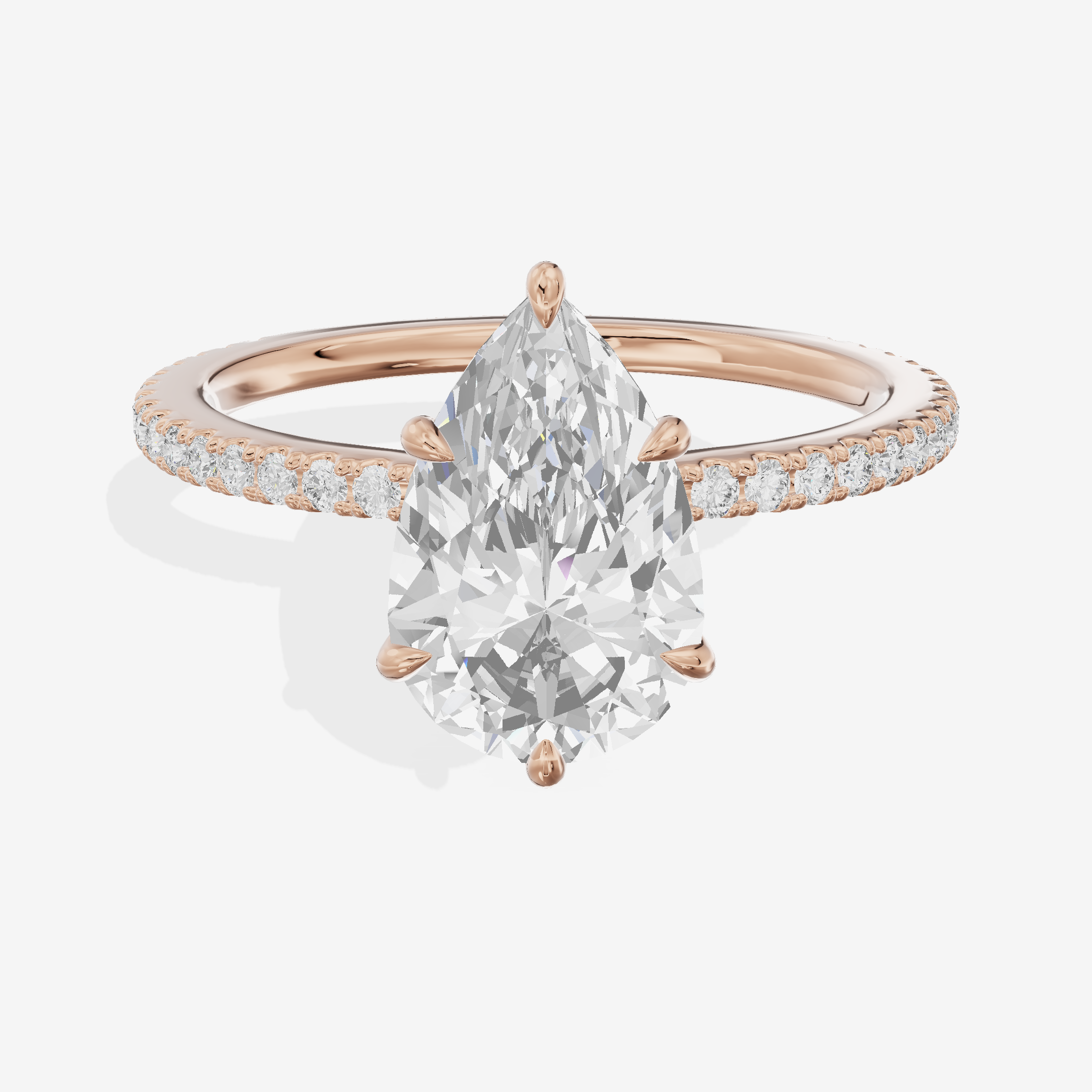 Petite Cherubine Pear Engagement Ring with Side Stones (1/3 ct. tw.) in 14K Rose Gold