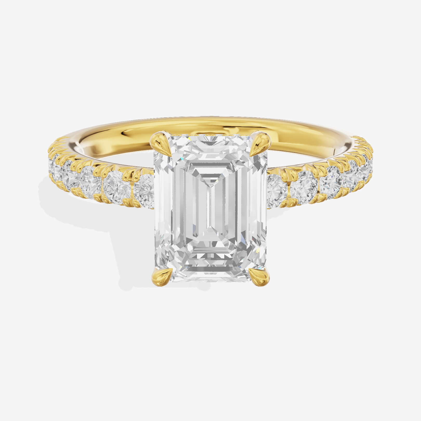 Crowned Maia Emerald Engagement Ring with Side Stones (1/3 ct. tw.) in 14K Yellow Gold