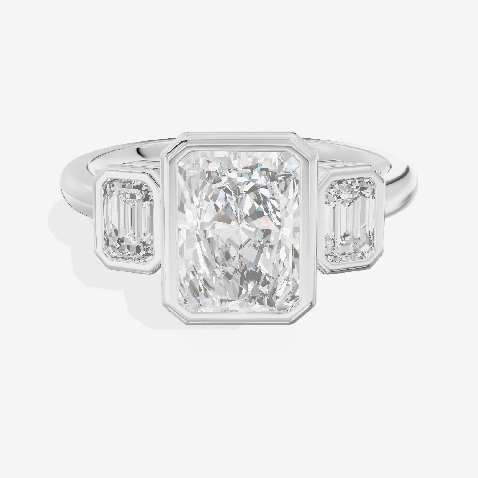 Selenia Three Stone Radiant Engagement Ring (1/2 ct. tw.) in 18K White Gold
