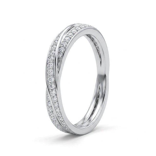 Low Profile Twist Round Wedding Band (1.24 ct. tw.) in 18K White Gold
