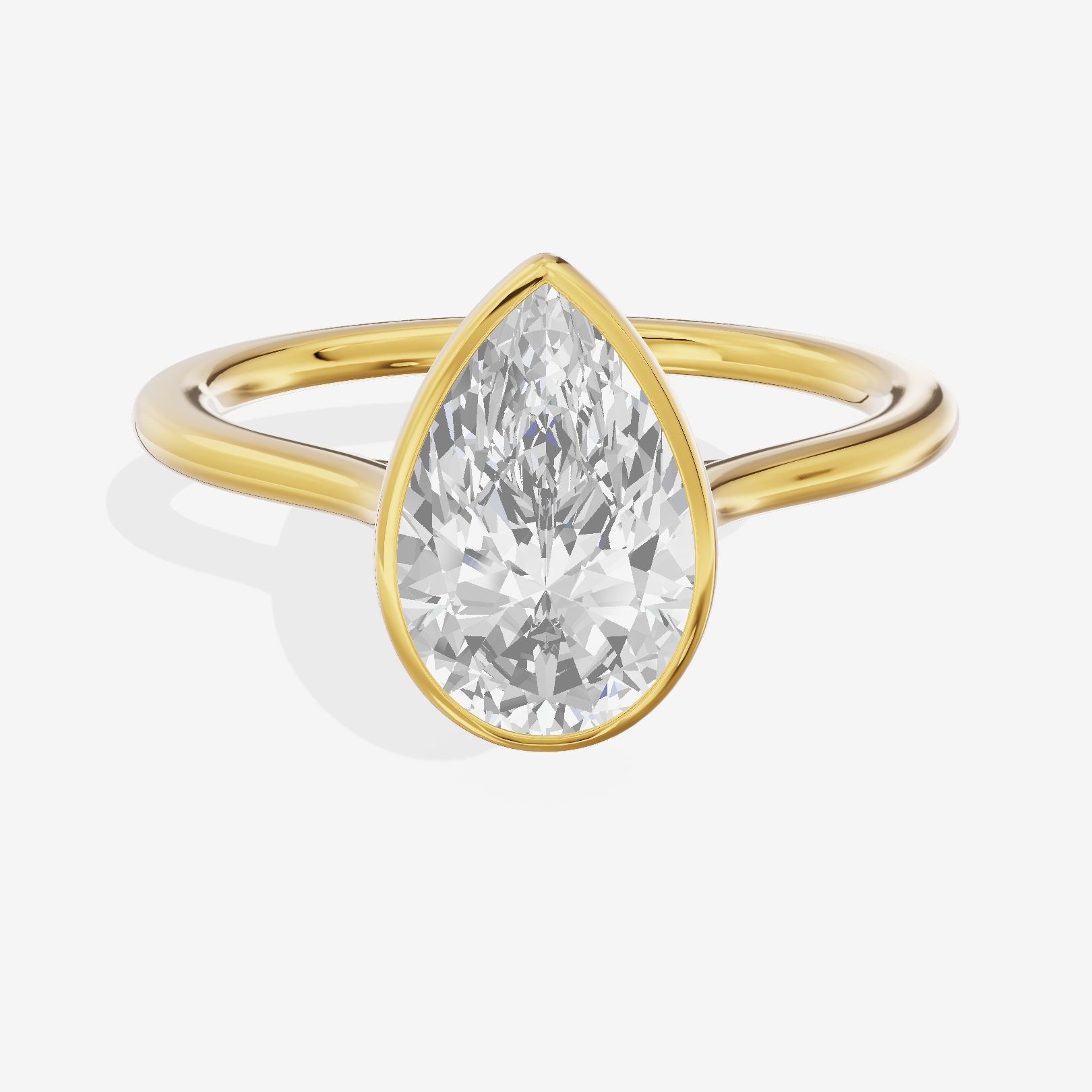 Petite Vowsae 1.5mm Pear Bezel Engagement Ring in 14K Yellow Gold