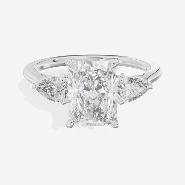 Modern Sincere Three Stone Radiant Engagement Ring (1/2 ct. tw.) in 14K White Gold