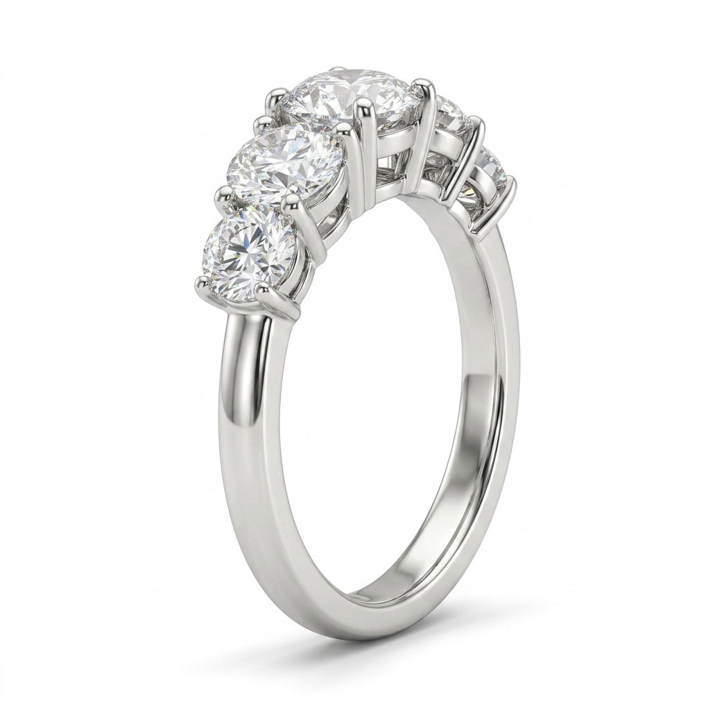 Five Stone Round Engagement Ring (2.55 ct. tw.) in 18K White Gold