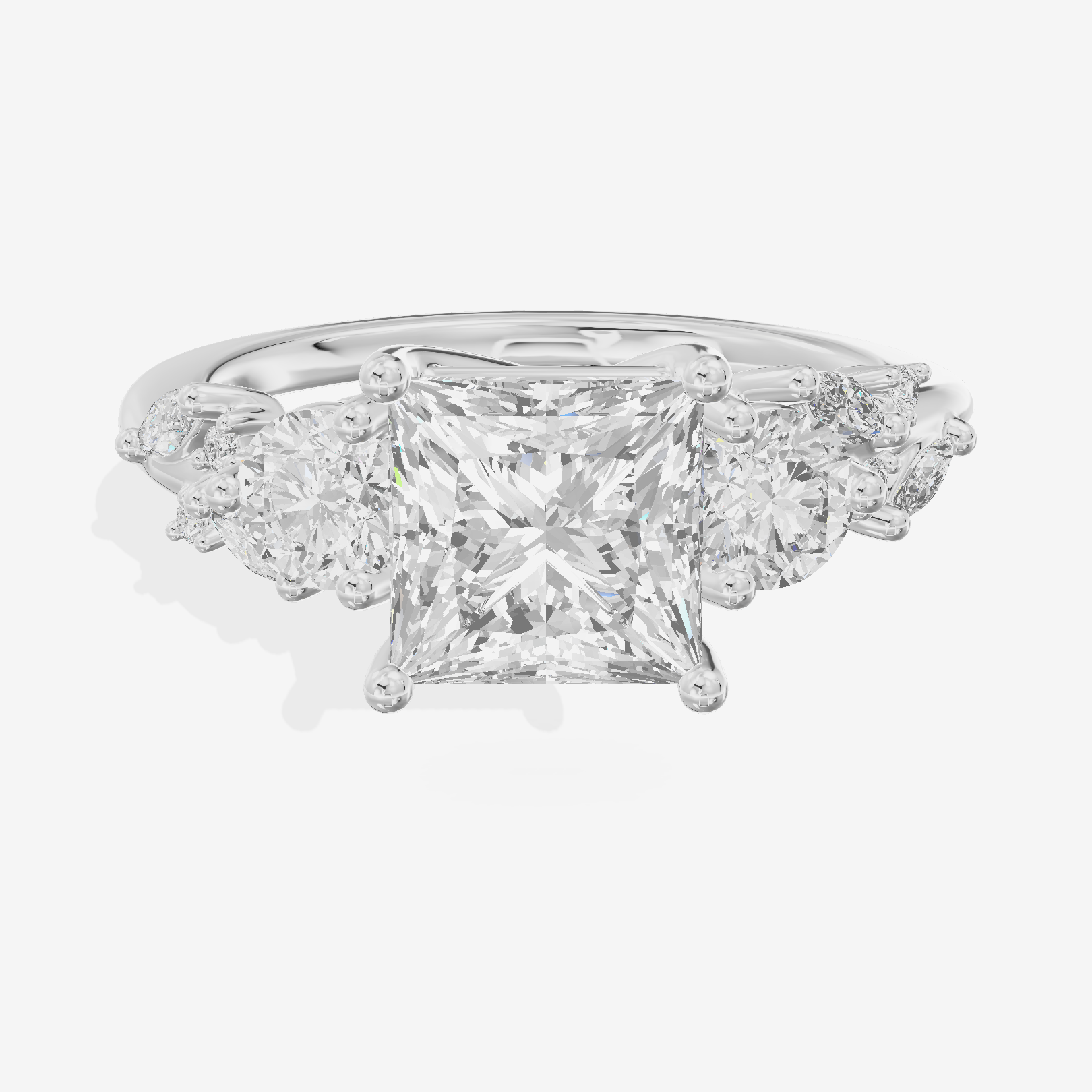 Grand Sincere Three Stone Princess Engagement Ring (1/3 ct. tw.) in 18K White Gold