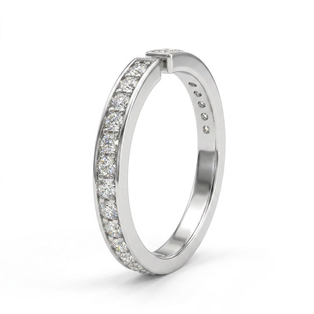 Low Profile Pavé Round Wedding Band (3/8 ct. tw.) in 18K White Gold