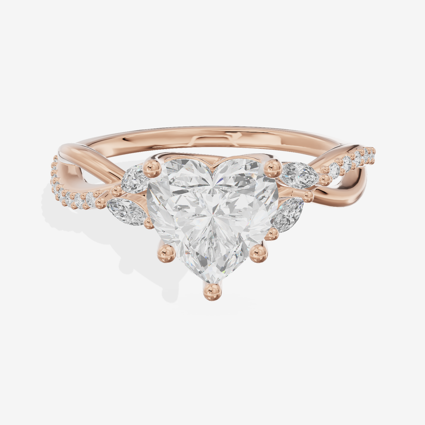 Petite Twine Heart Twisted Engagement Ring (1/5 ct. tw.) in 18K Rose Gold