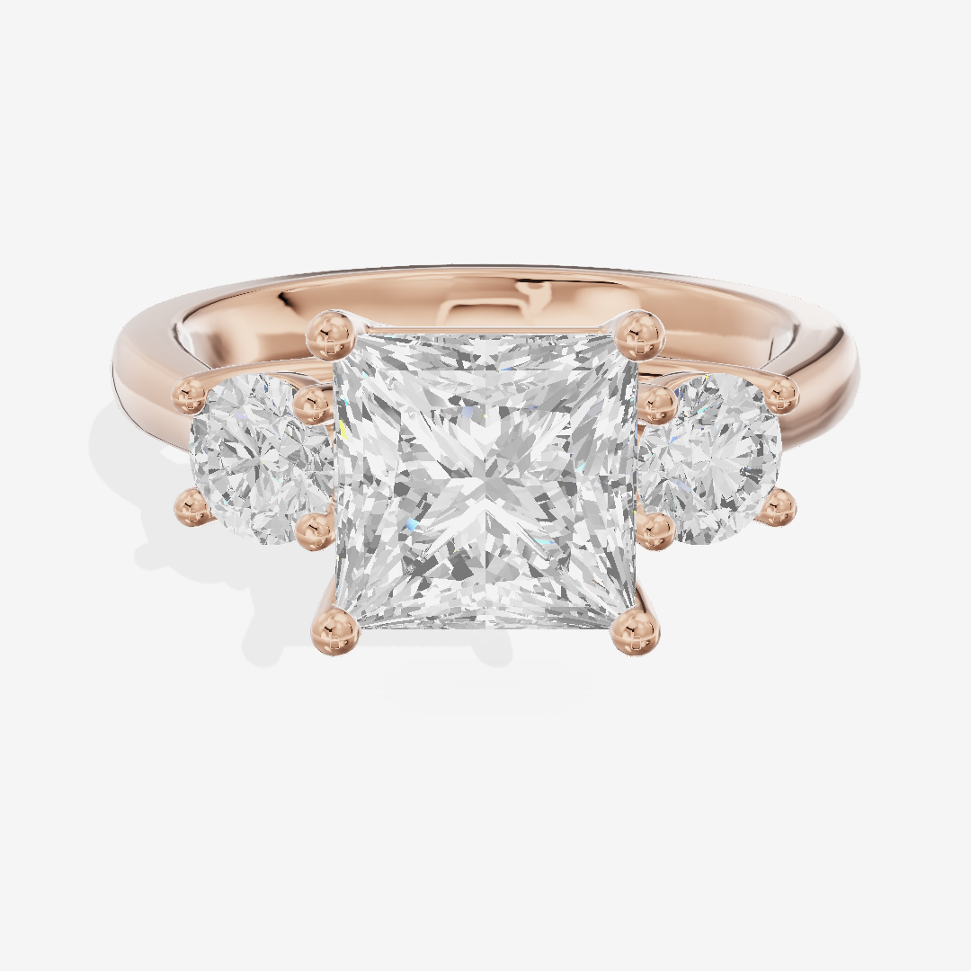 Petite Selenia Three Stone Princess Engagement Ring (1/3 ct. tw.) in 14K Rose Gold