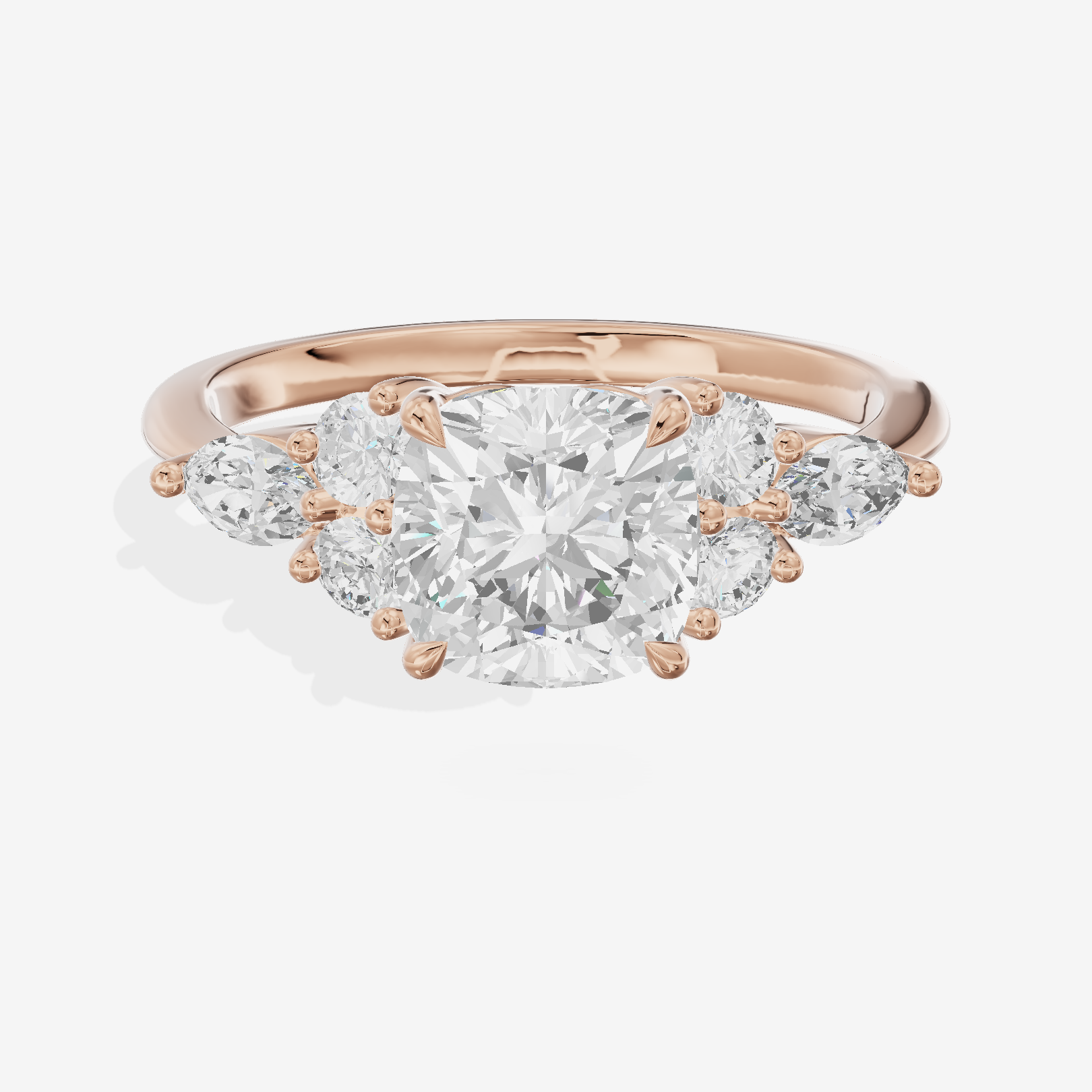 Luxe Vowsae Cushion Engagement Ring with Side Stones (2/5 ct. tw.) in 18K Rose Gold
