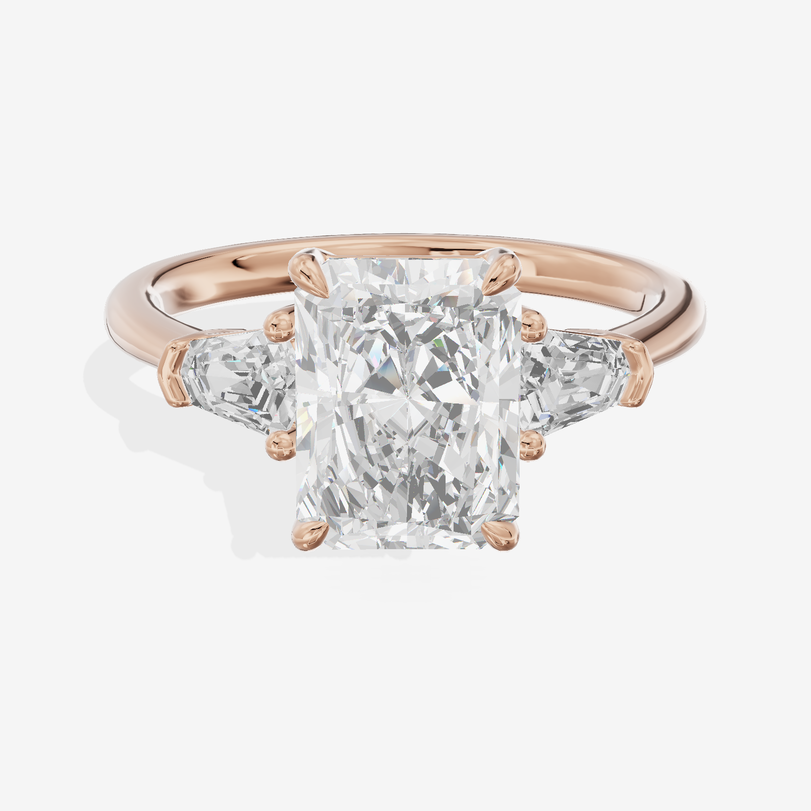 Maia Three Stone Radiant Engagement Ring (1/4 ct. tw.) in 18K Rose Gold
