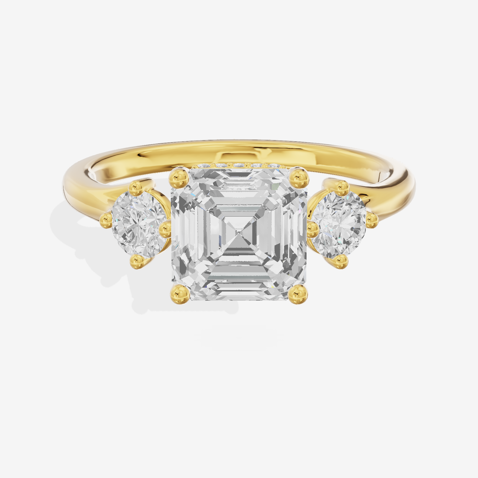 Luxe Solea Three Stone Asscher Engagement Ring (1/3 ct. tw.) in 18K Yellow Gold