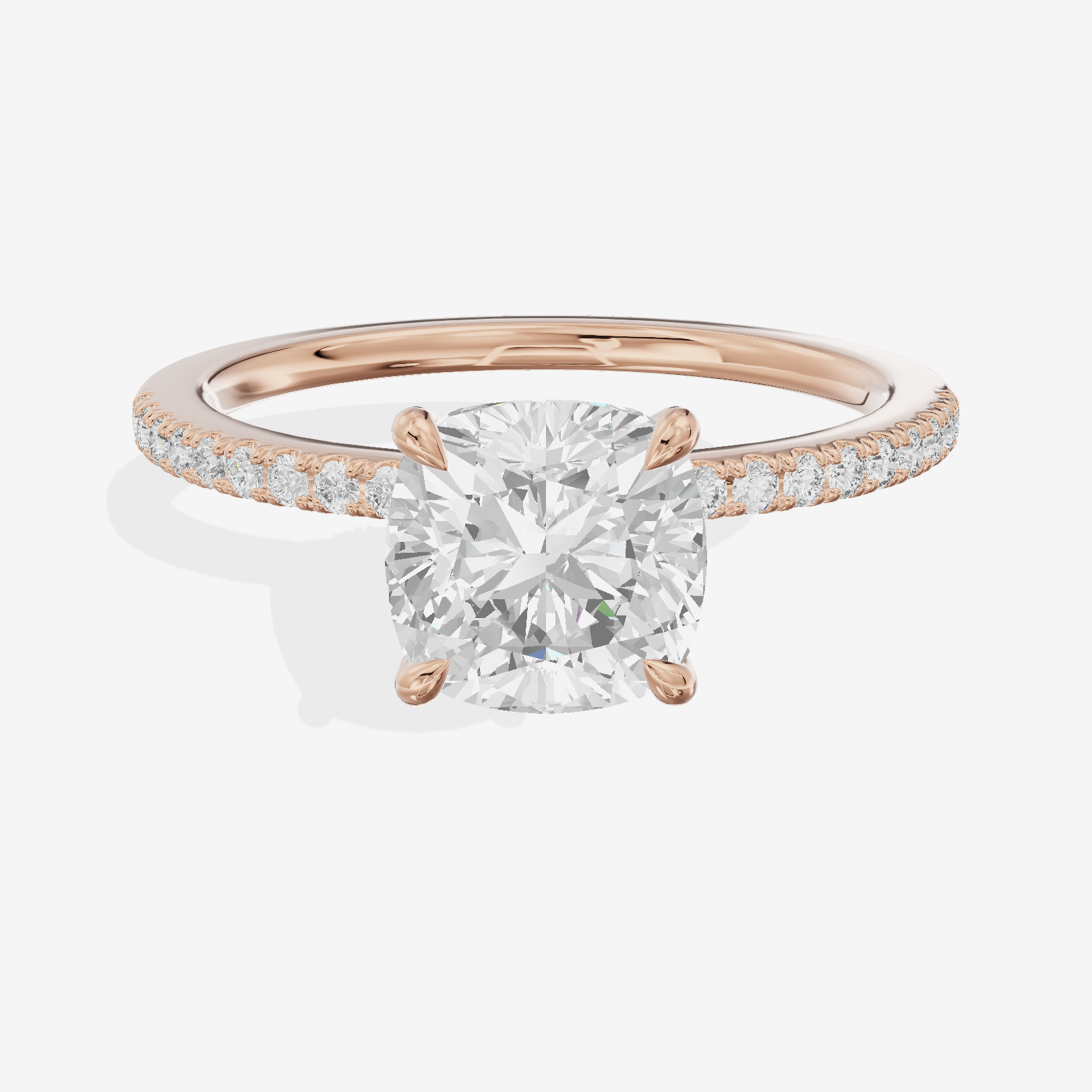 Grand Mirelle Cushion Hidden Halo Engagement Ring (1/5 ct. tw.) in 14K Rose Gold