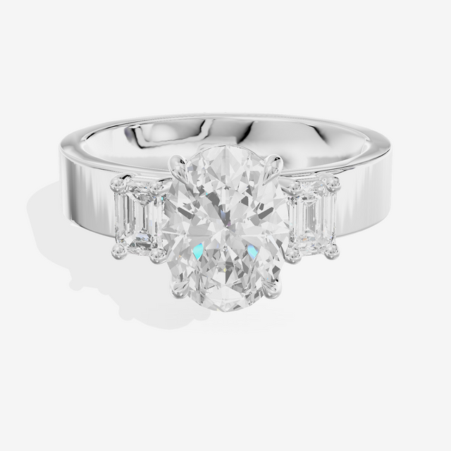 Vintage Vowsae Three Stone Oval Engagement Ring (1/2 ct. tw.) in 14K White Gold