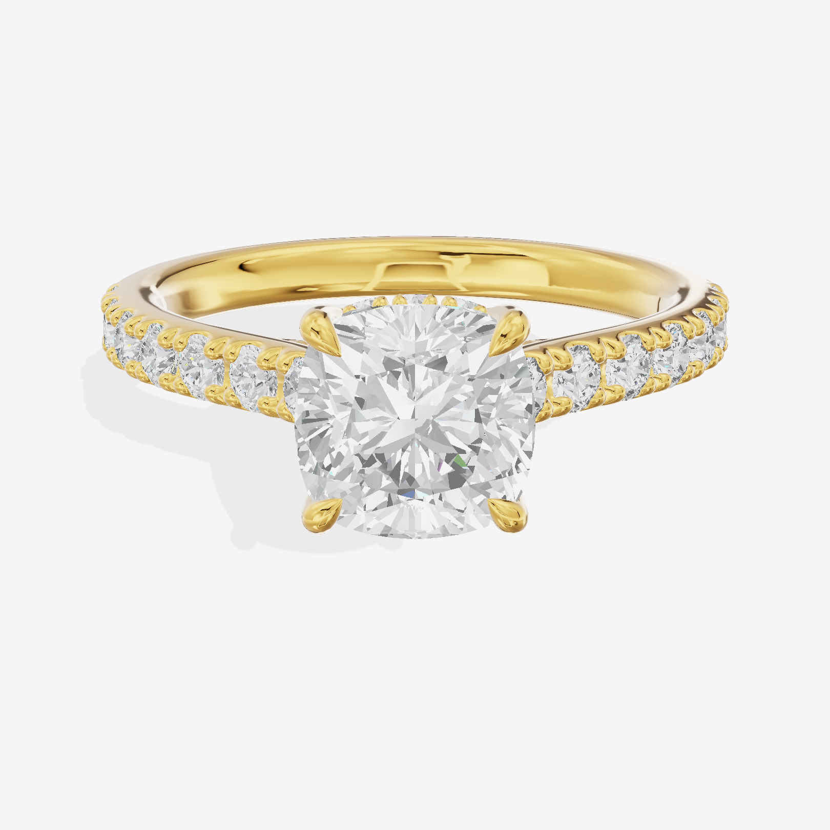 Tender Whisper Cushion Engagement Ring with Side Stones (1/6 ct. tw.) in 14K Yellow Gold