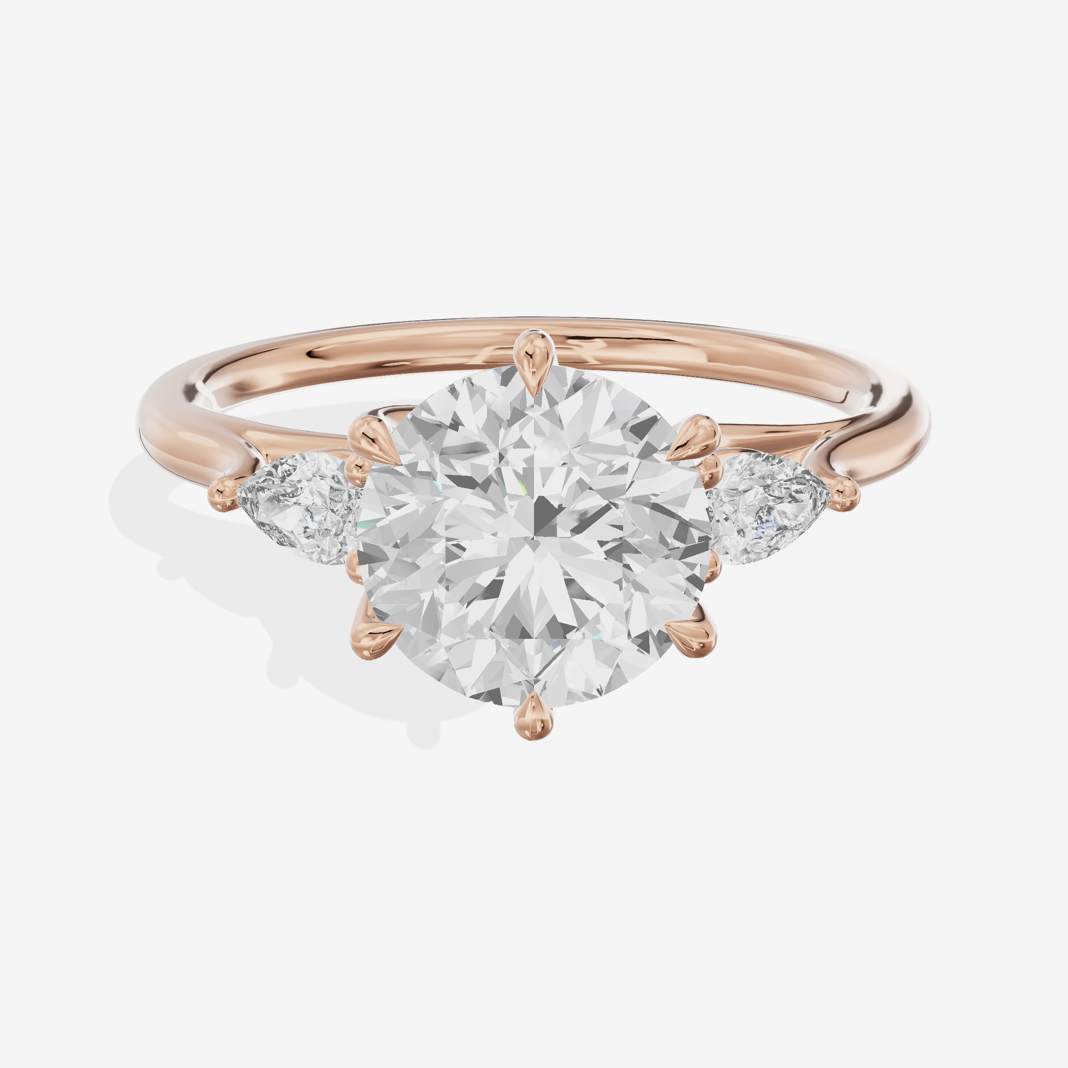 Classic Belovae Round Three Stone Engagement Ring (1/5 ct. tw.) in 14K Rose Gold