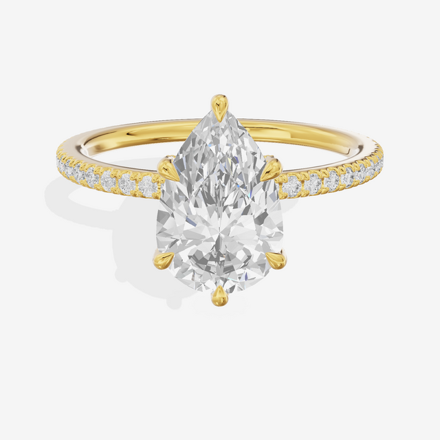 Lustrous Sincere Pear Engagement Ring with Side Stones (1/3 ct. tw.) in 18K Yellow Gold