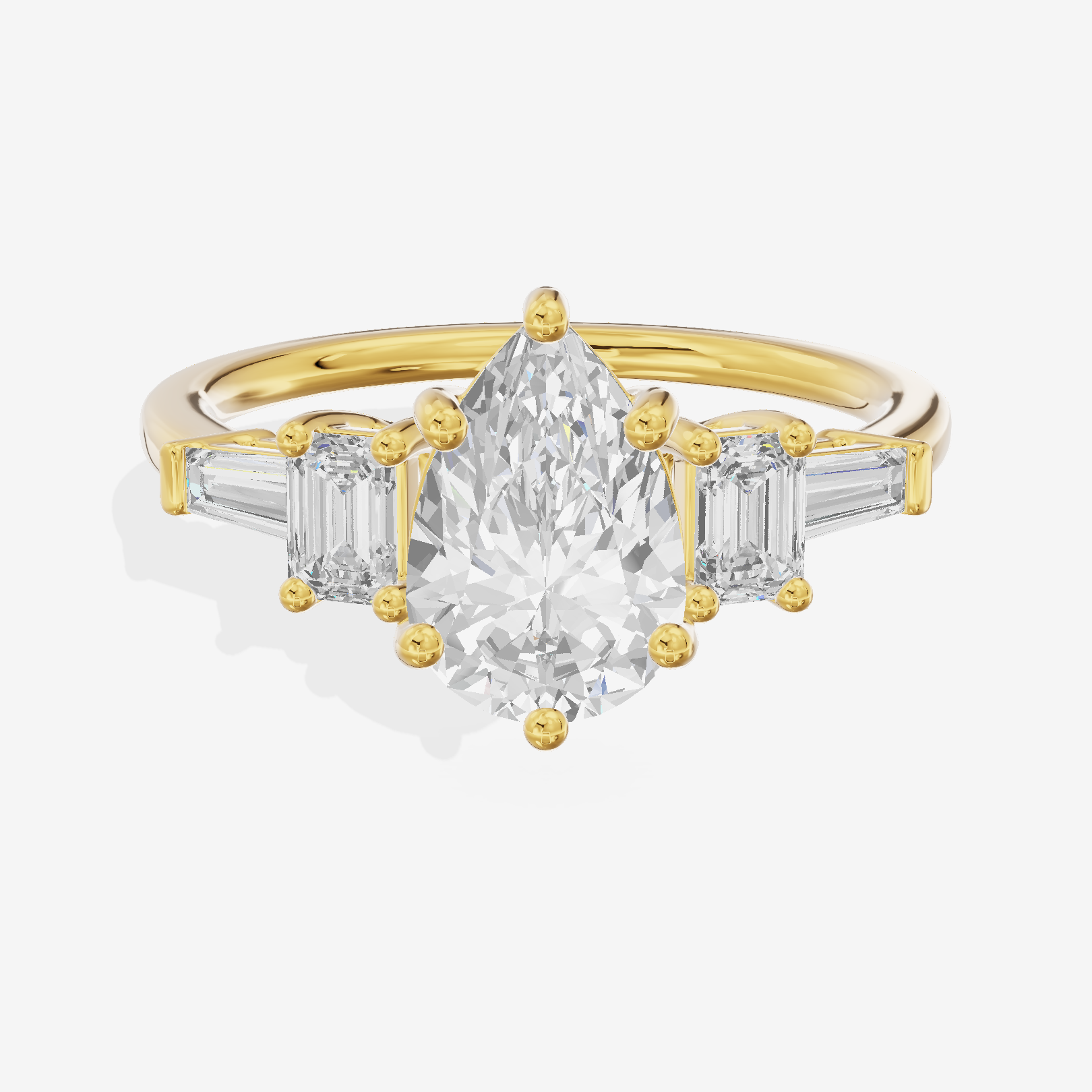 Vowsae Five Stone Pear Engagement Ring (3/4 ct. tw.) in 14K Yellow Gold