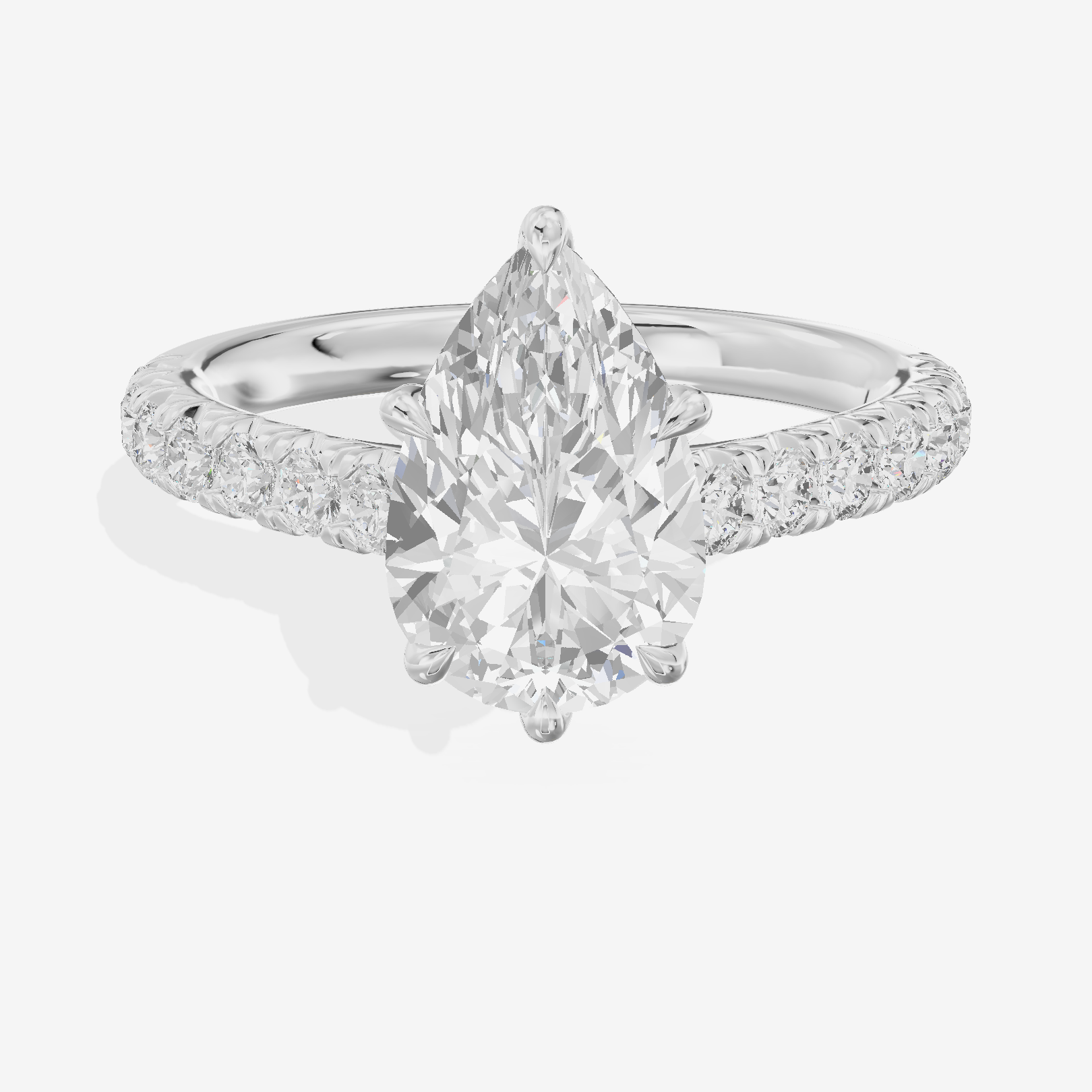 Whispered Sincere Pear Engagement Ring with Side Stones (2/5 ct. tw.) in 14K White Gold