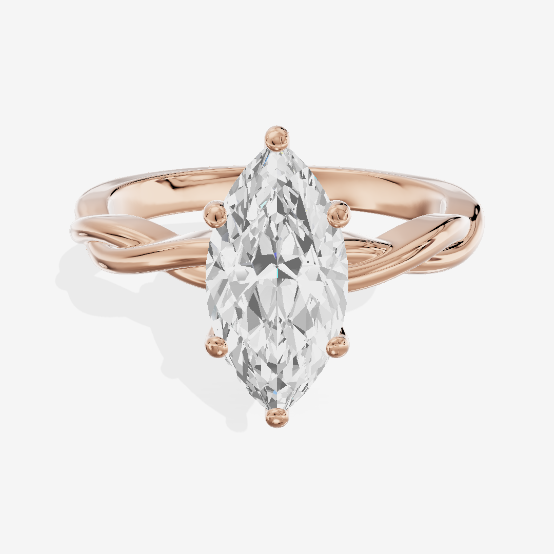 Twined Coeurine Marquise Twisted Engagement Ring in 18K Rose Gold
