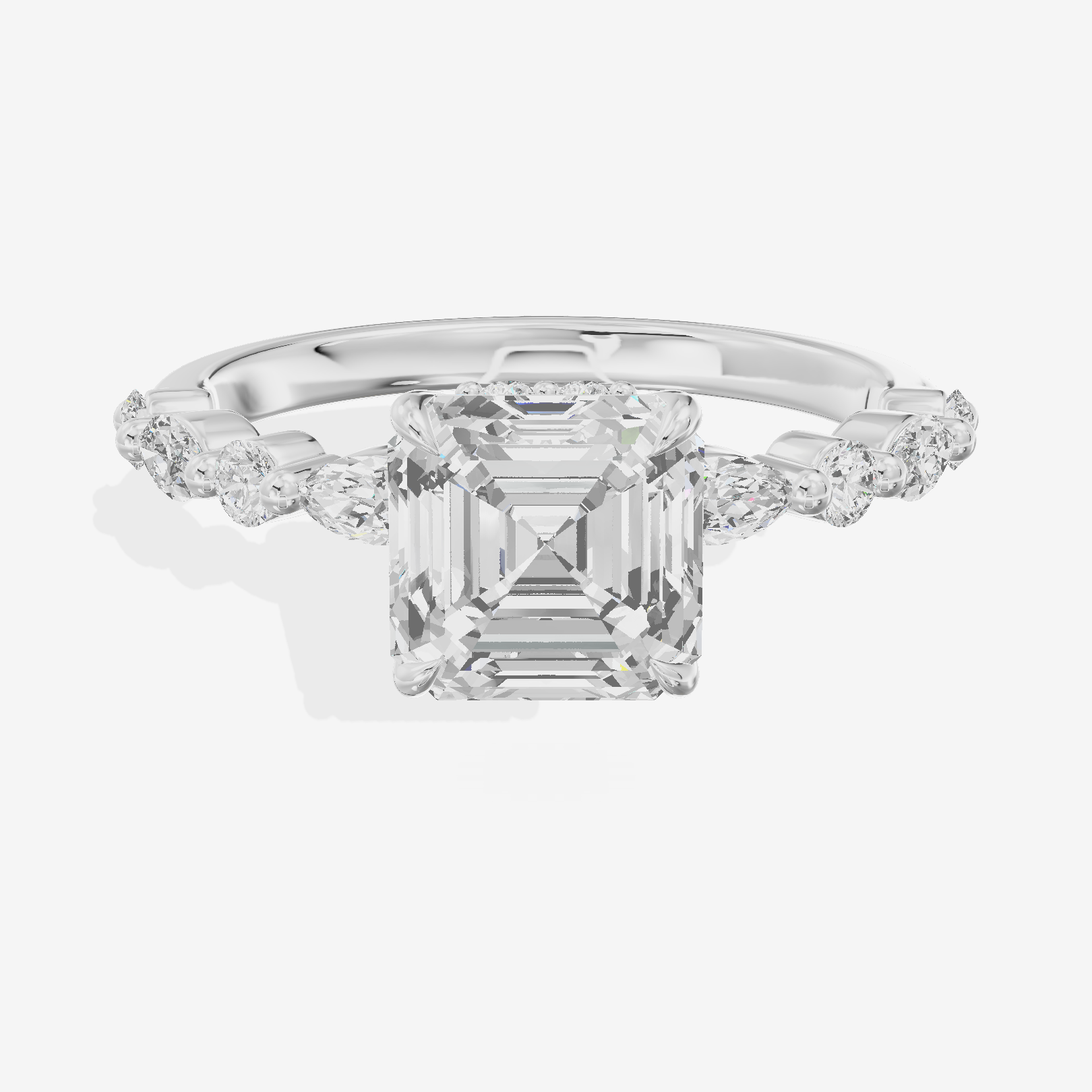 Twine Hidden Halo Asscher Engagement Ring (1/20 ct. tw.) in Platinum