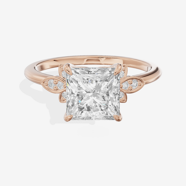 Trellise Princess Engagement Ring with Side Stones (1/20 ct. tw.) in 14K Rose Gold