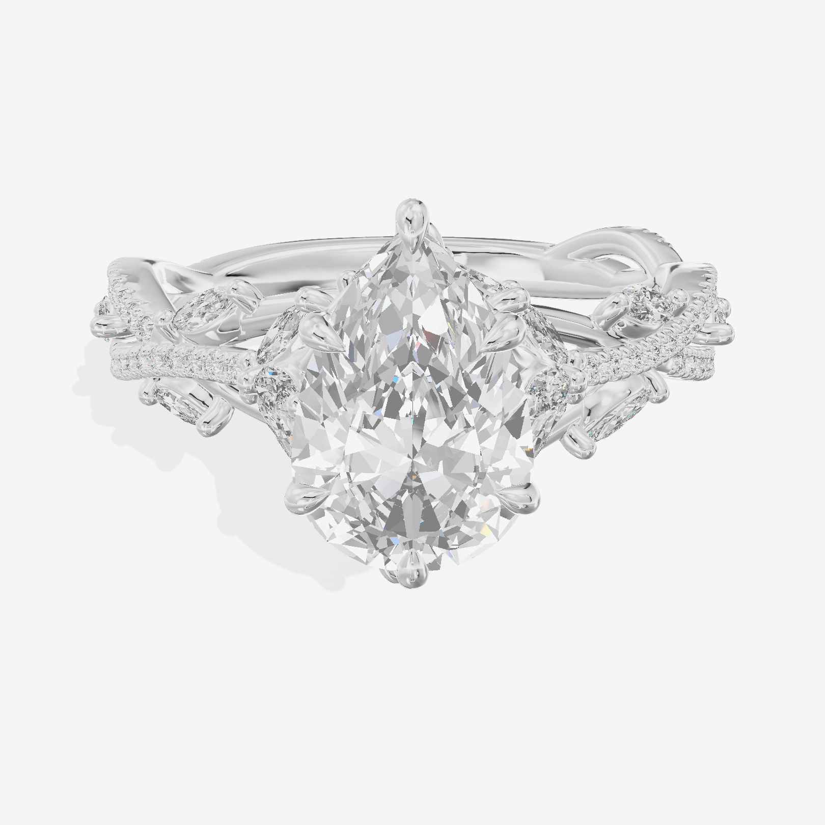 Grand Twine Pear Twisted Engagement Ring (3/4 ct. tw.) in Platinum