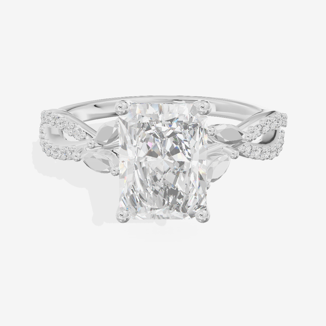Luxe Domeline 1.5mm Radiant Solitaire Engagement Ring (1/8 ct. tw.) in 14K White Gold