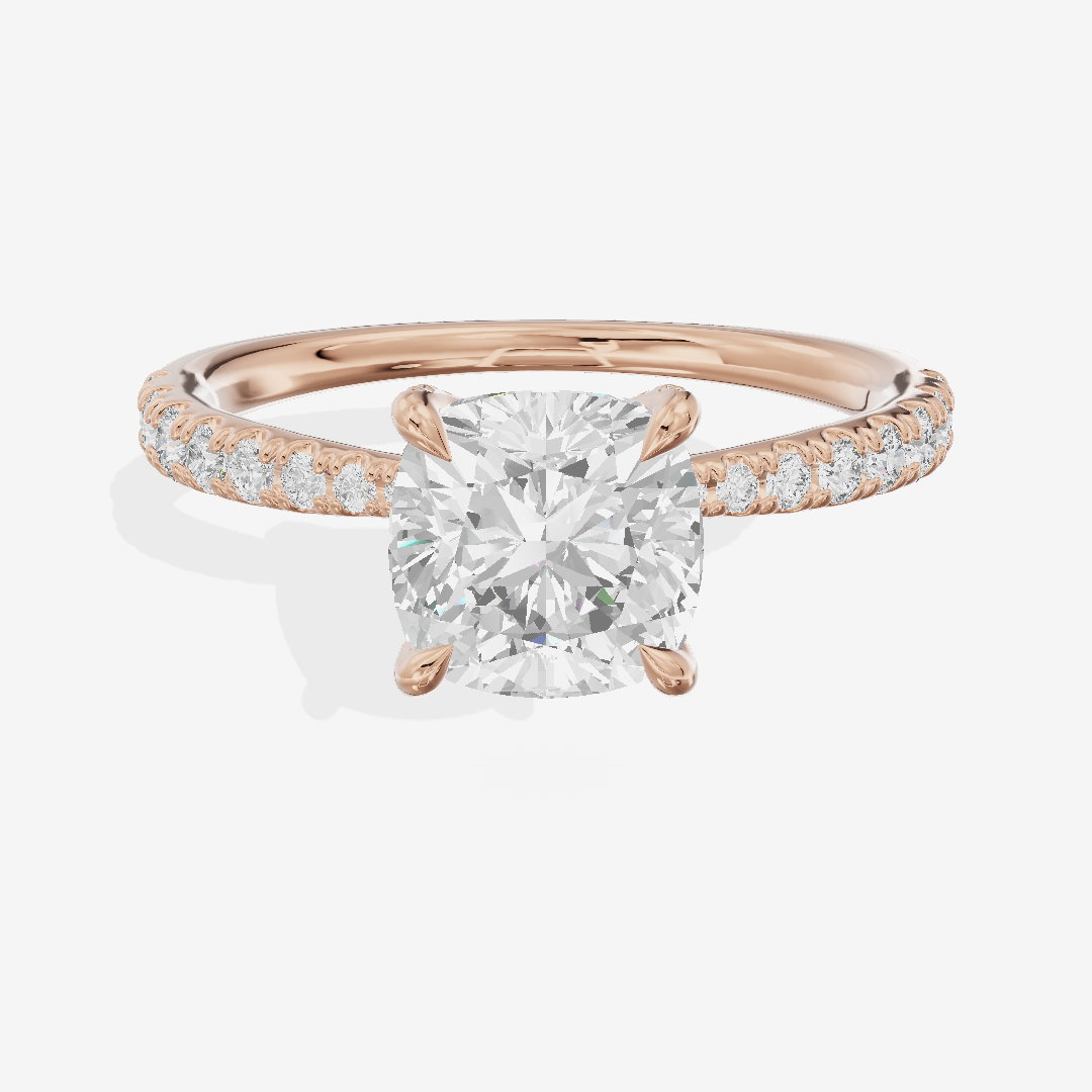 Lumera Cushion Engagement Ring with Side Stones (1/3 ct. tw.) in 14K Rose Gold