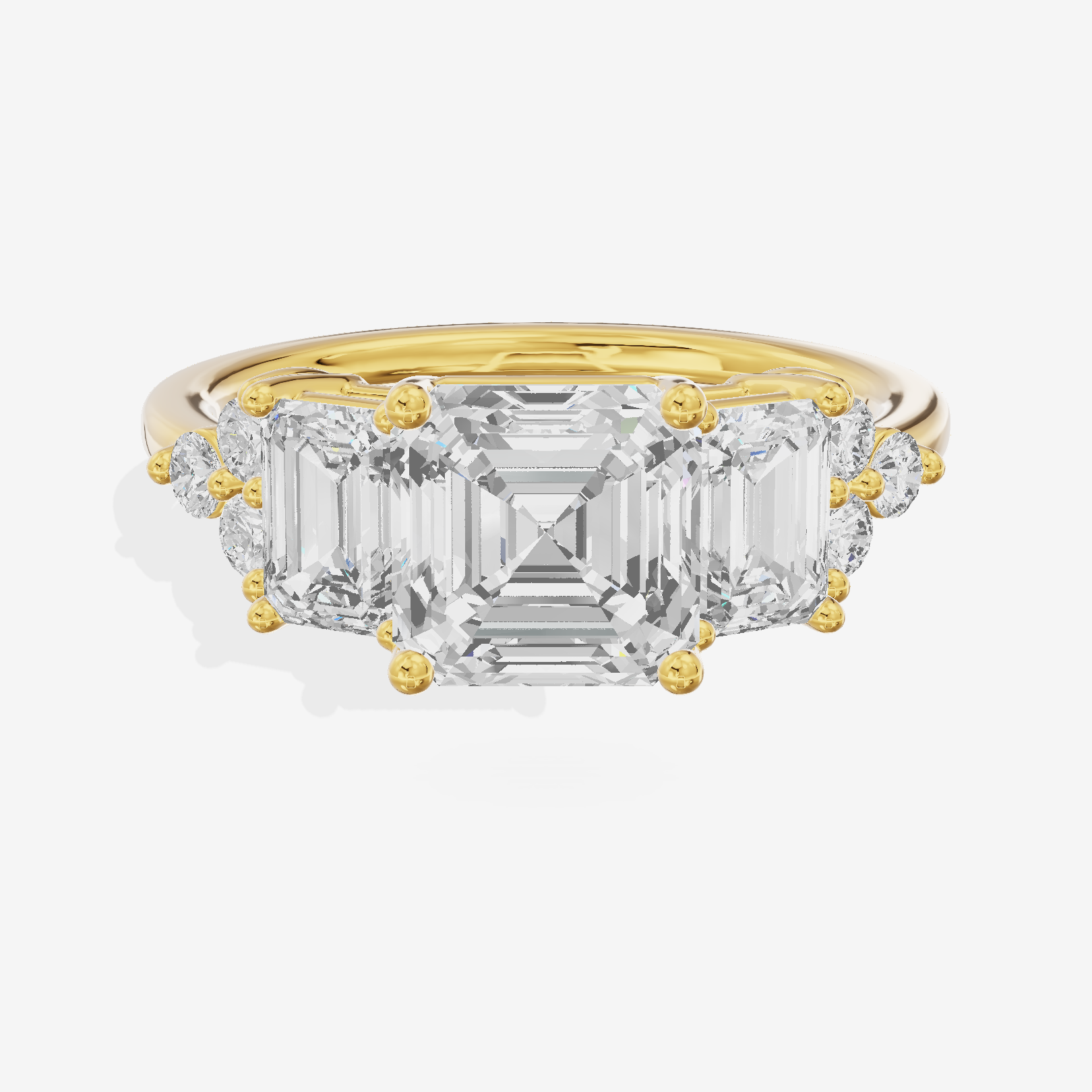 Grand Halcyon Asscher Engagement Ring with Side Stones (3/4 ct. tw.) in 14K Yellow Gold
