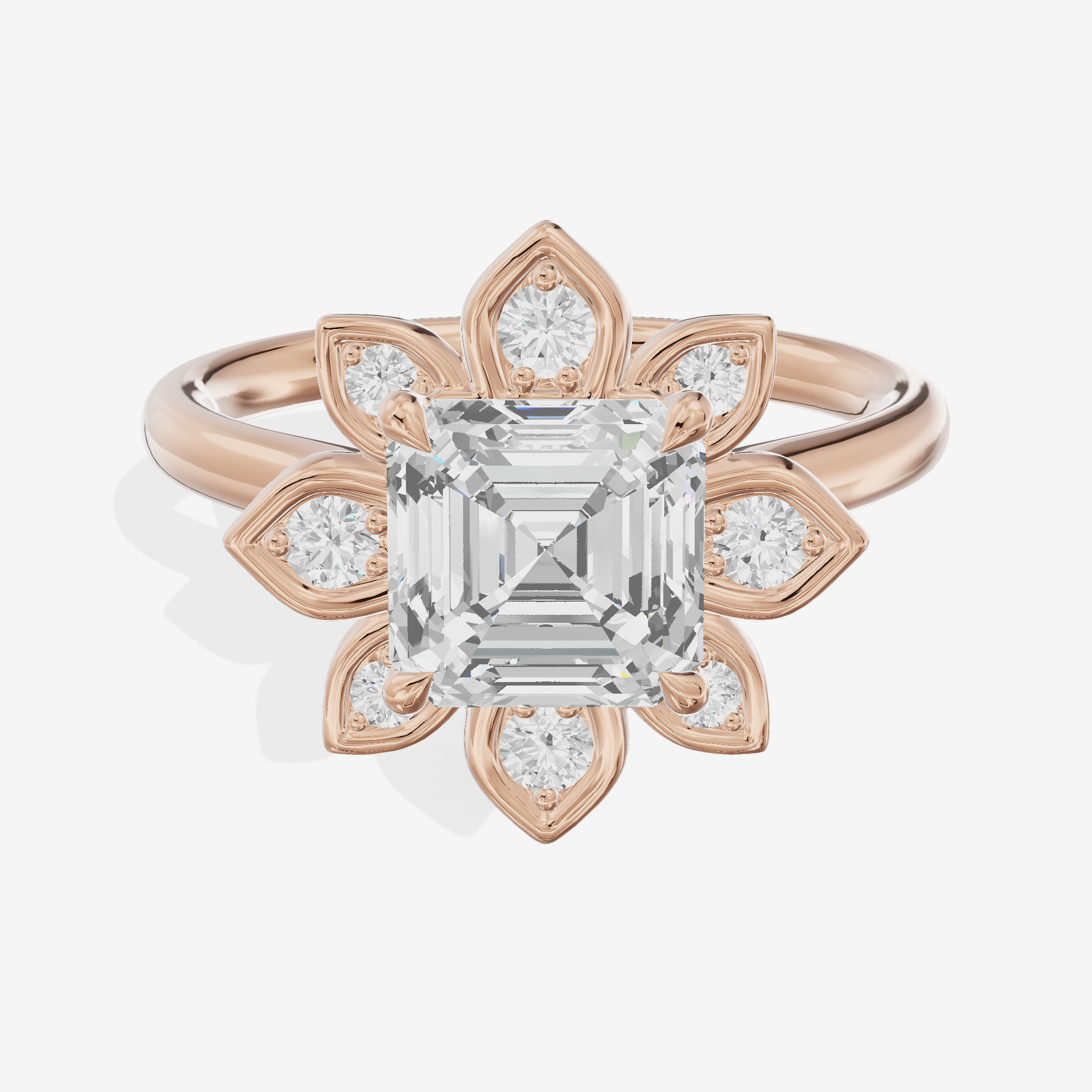 Solea Asscher Halo Engagement Ring (3/4 ct. tw.) in 18K Rose Gold