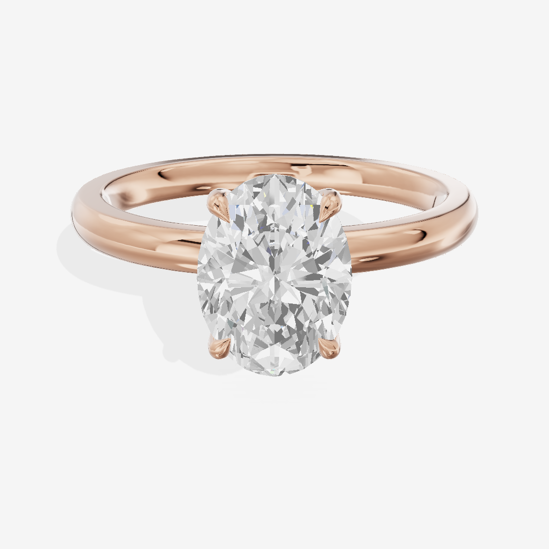 Petite Tender 2mm Oval Solitaire Engagement Ring in 18K Rose Gold