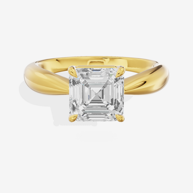 Aimora Trellis 2mm Asscher Solitaire Engagement Ring in 18K Yellow Gold