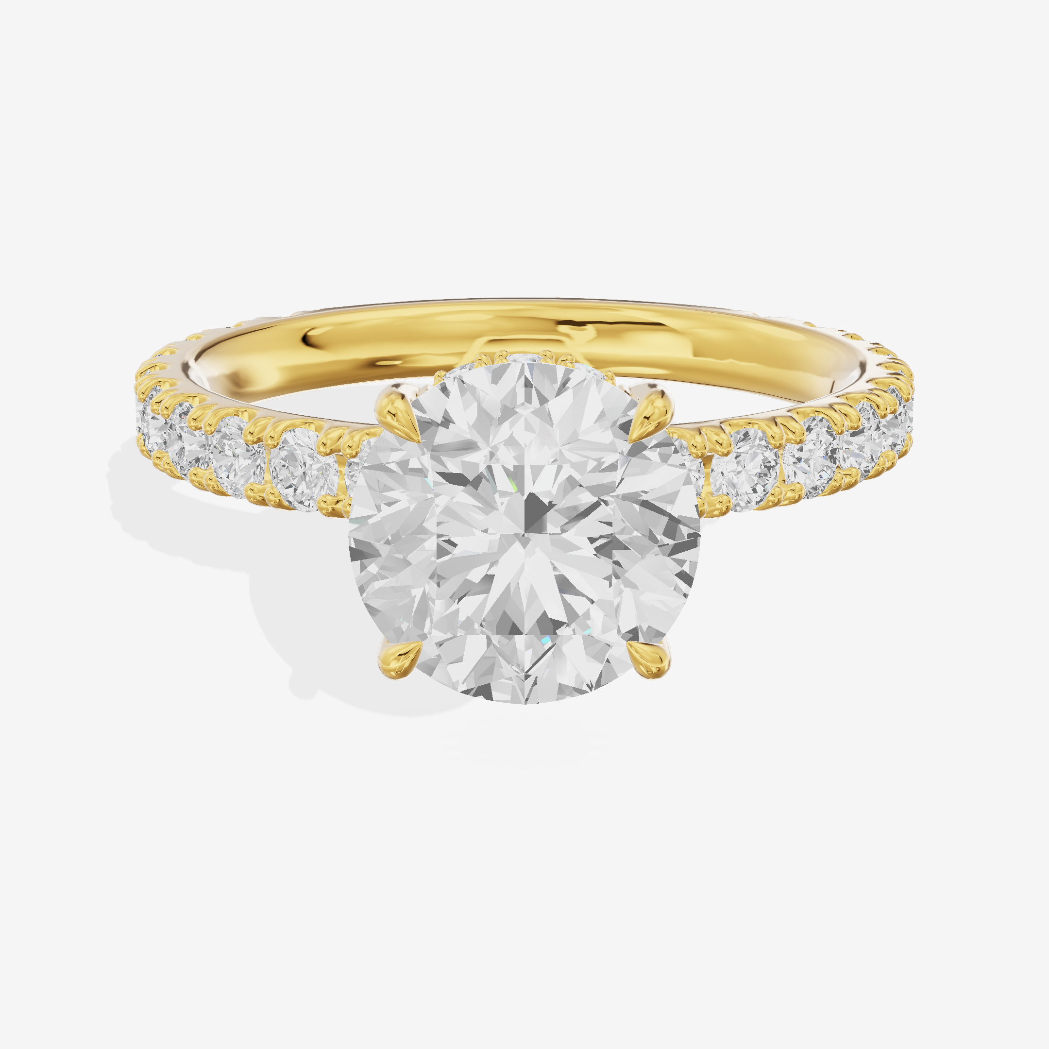 Grand Coeurine Round Engagement Ring with Side Stones (3/5 ct. tw.) in 14K Yellow Gold