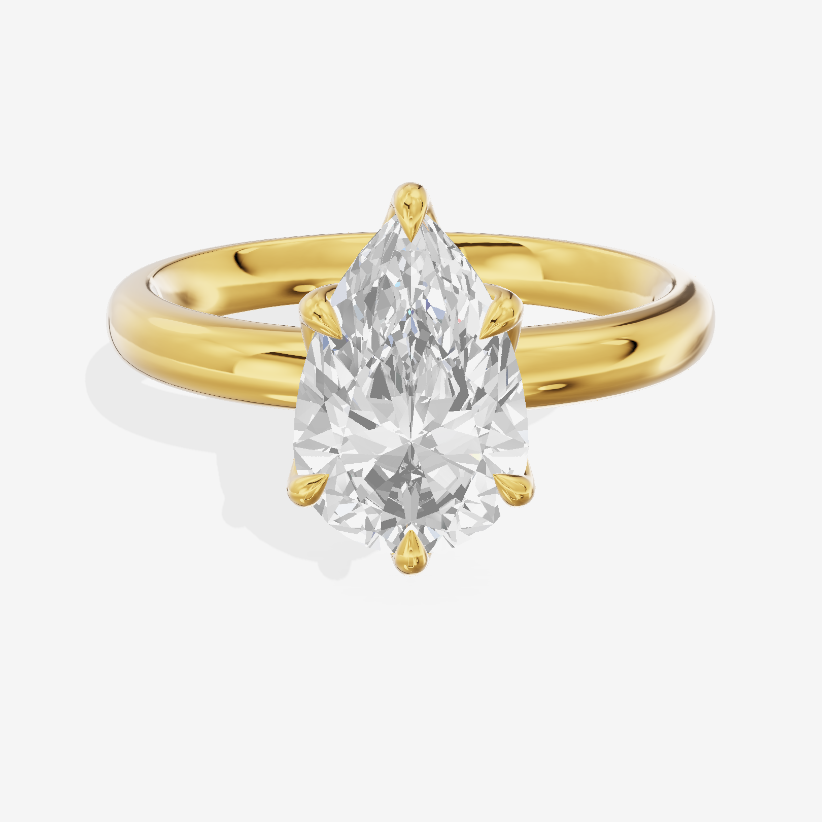 Vowsae 2.5mm Pear Six-Prong Engagement Ring in 18K Yellow Gold