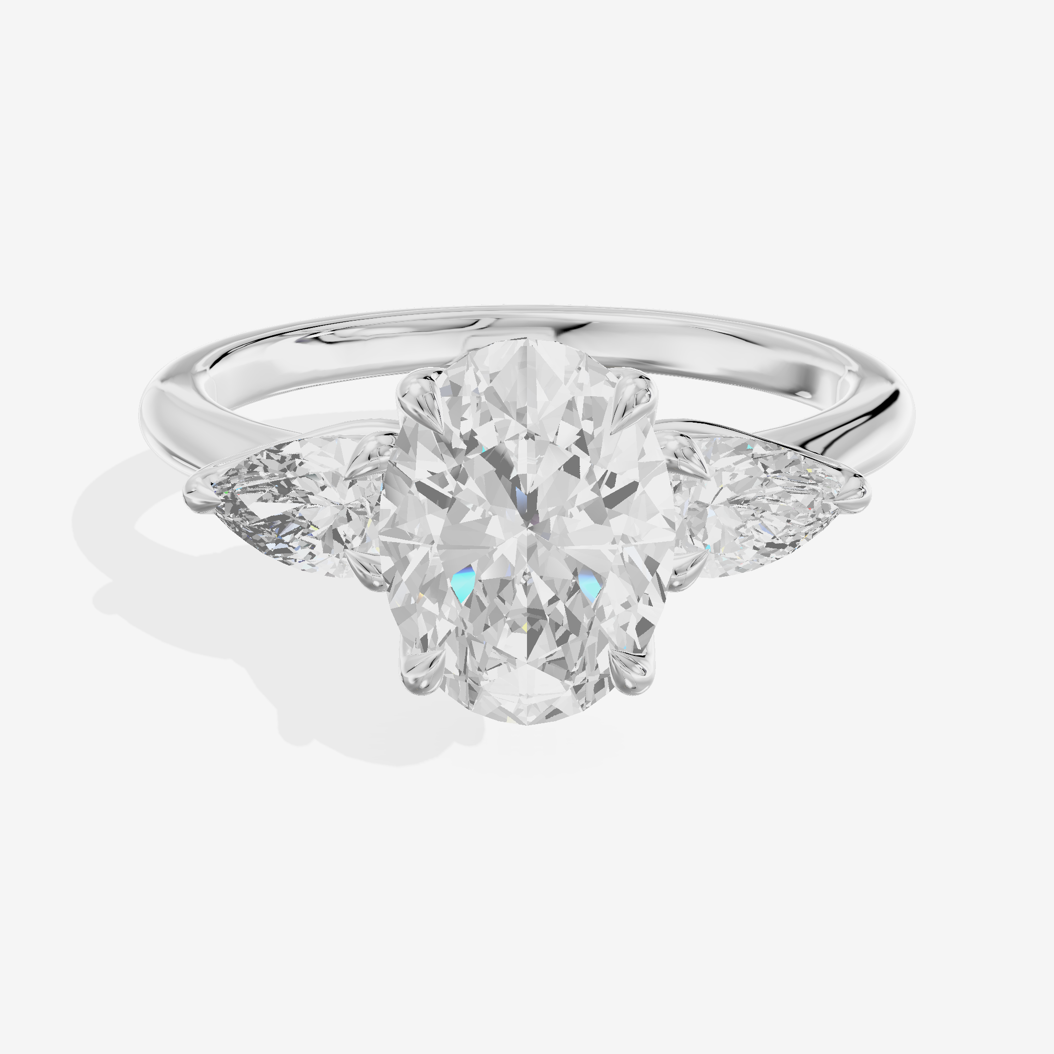 Modern Triade Oval Three Stone Engagement Ring (1/2 ct. tw.) in Platinum