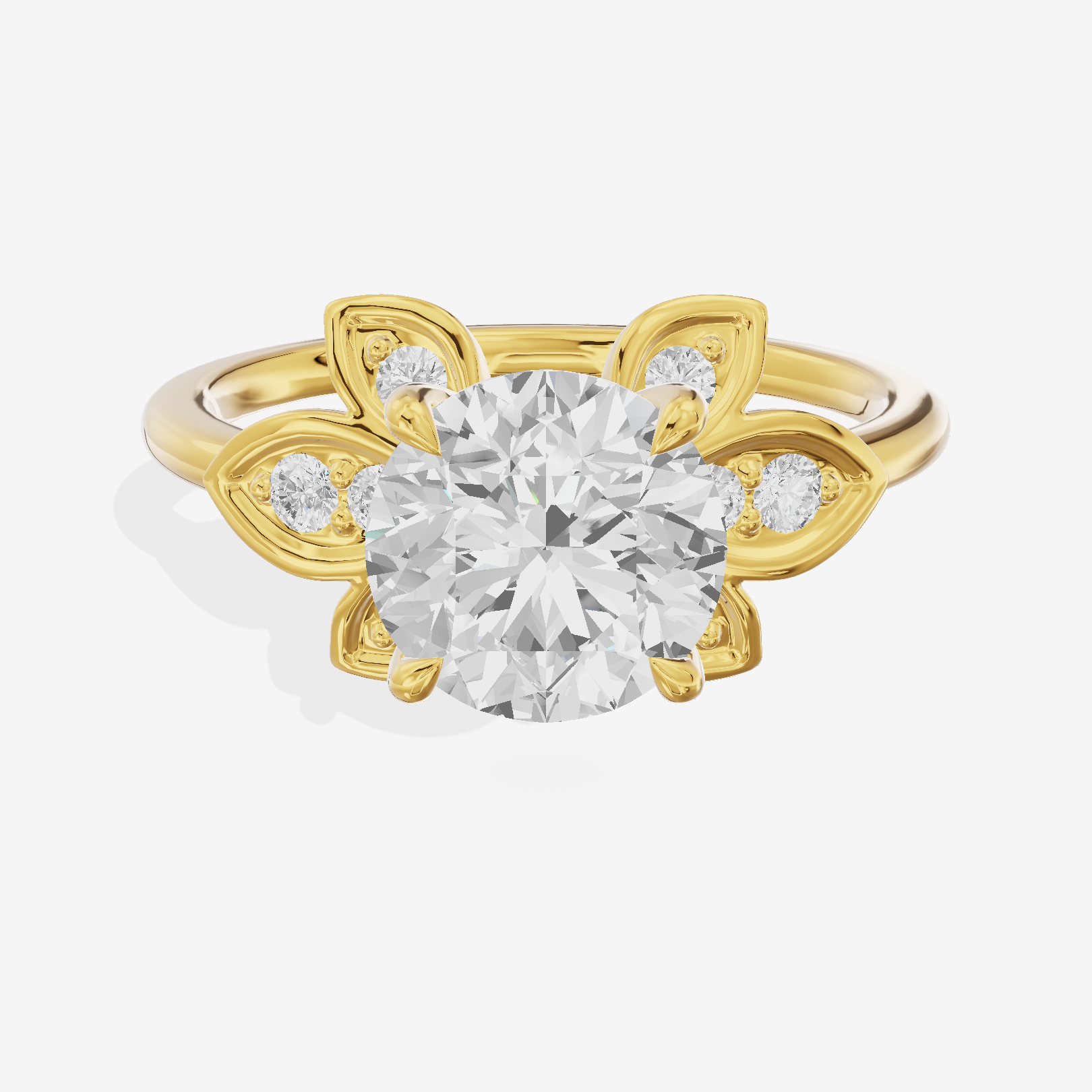 Luxe Tender Round Engagement Ring with Side Stones (1/8 ct. tw.) in 14K Yellow Gold