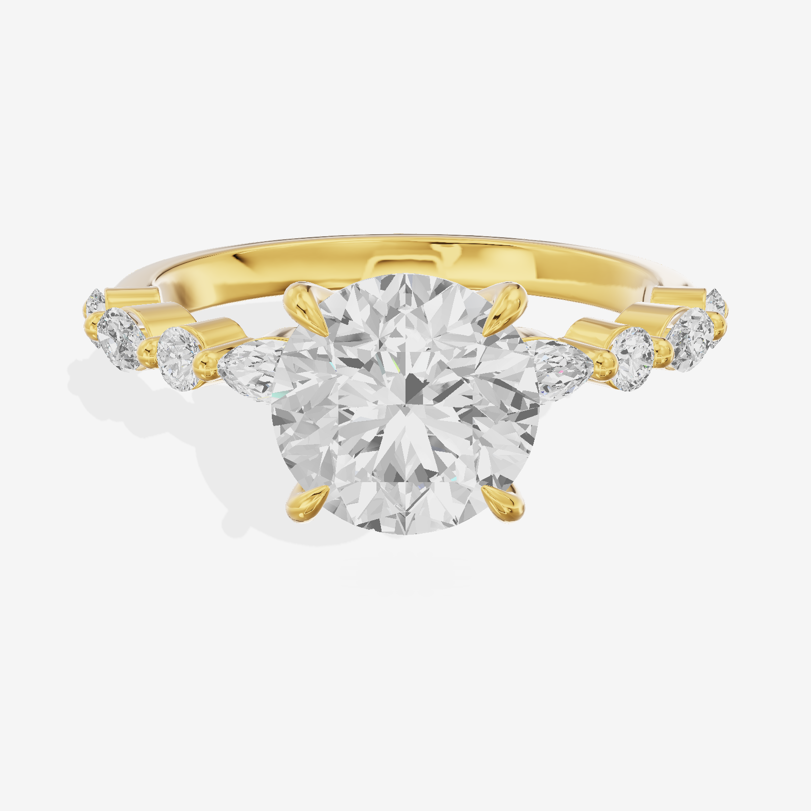 Vintage Selenia Round Engagement Ring with Side Stones (1/4 ct. tw.) in 14K Yellow Gold